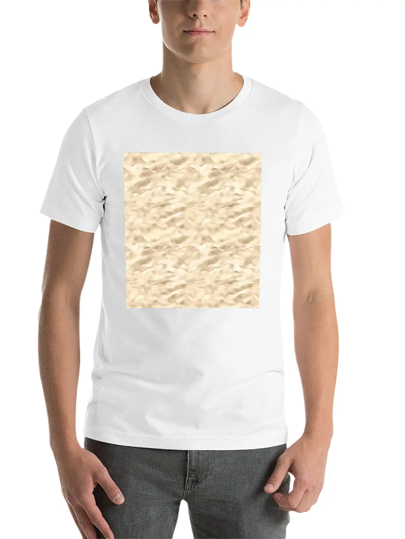 Glam Soft Gold Metallic Waves Texture Stylish Everyday T-Shirt – Unisex Basic Cotton Tee