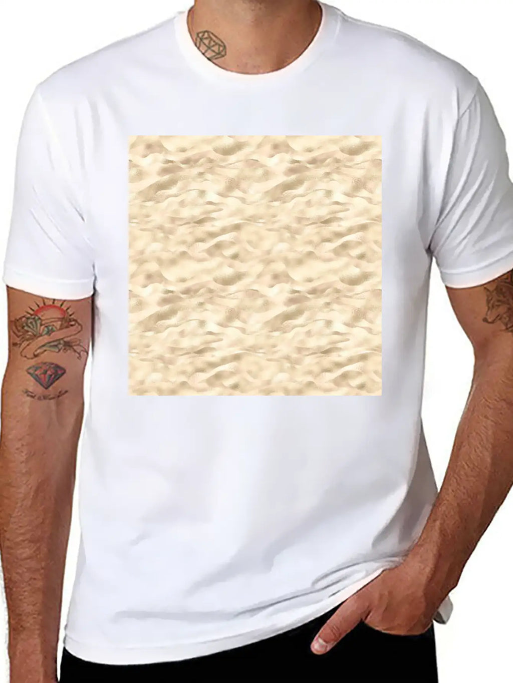Glam Soft Gold Metallic Waves Texture Stylish Everyday T-Shirt – Unisex Basic Cotton Tee