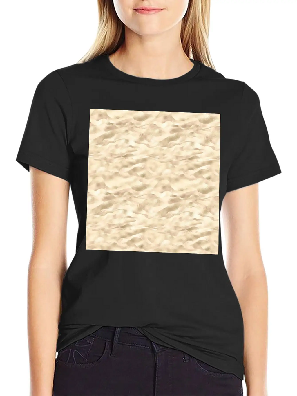 Glam Soft Gold Metallic Waves Texture Stylish Everyday T-Shirt – Unisex Basic Cotton Tee
