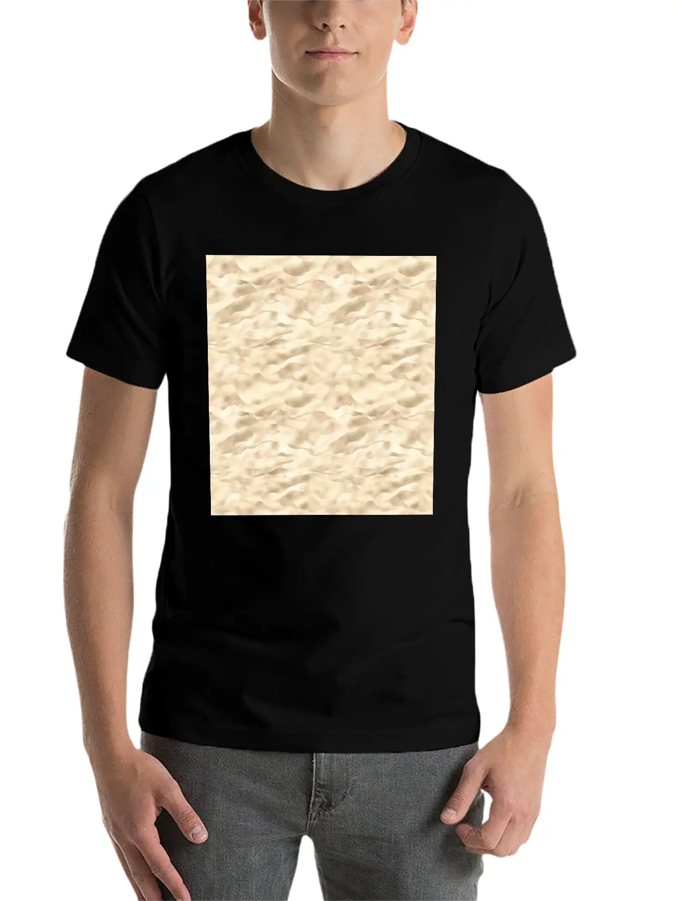 Glam Soft Gold Metallic Waves Texture Stylish Everyday T-Shirt – Unisex Basic Cotton Tee