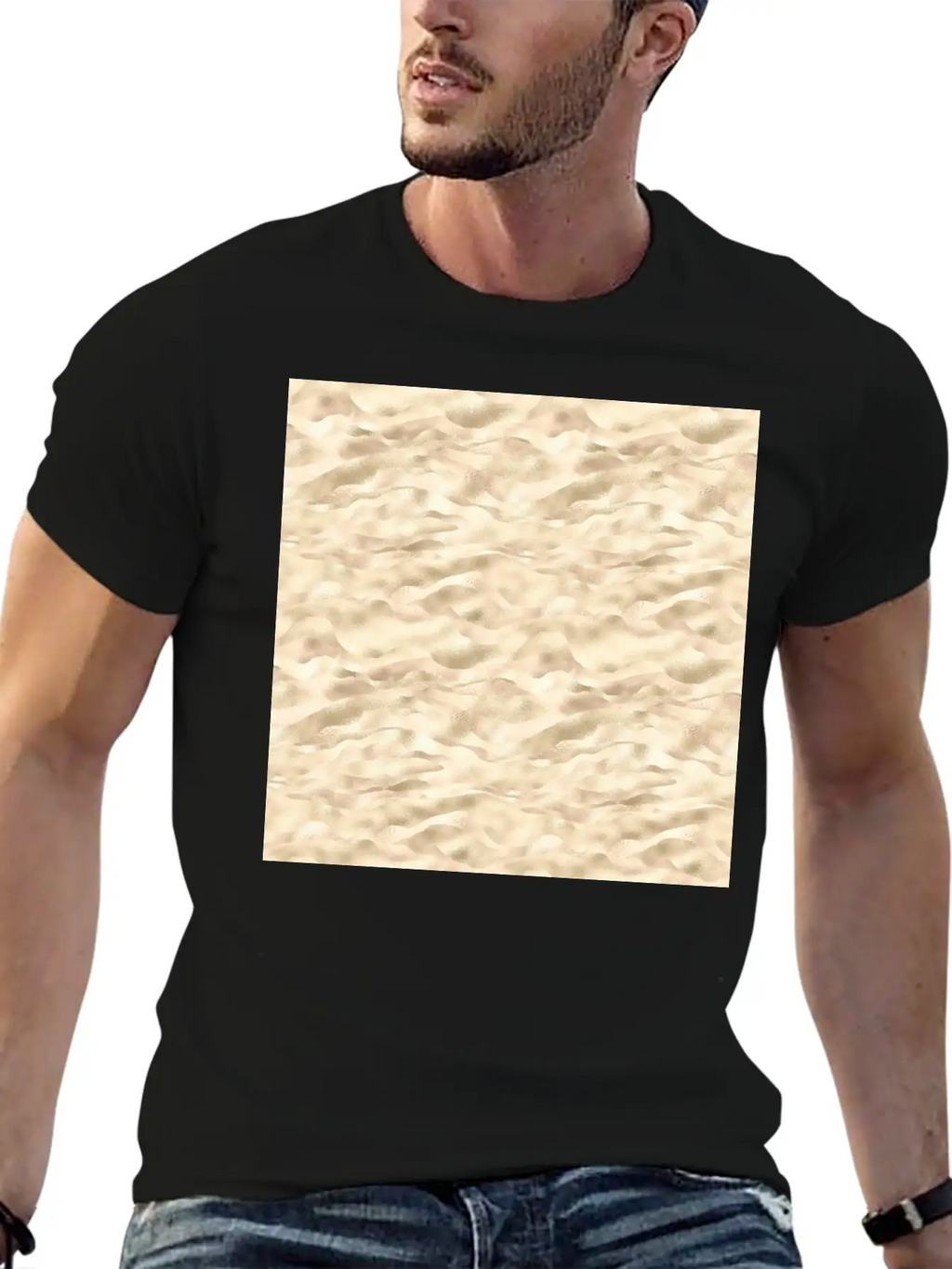 Glam Soft Gold Metallic Waves Texture Stylish Everyday T-Shirt – Unisex Basic Cotton Tee