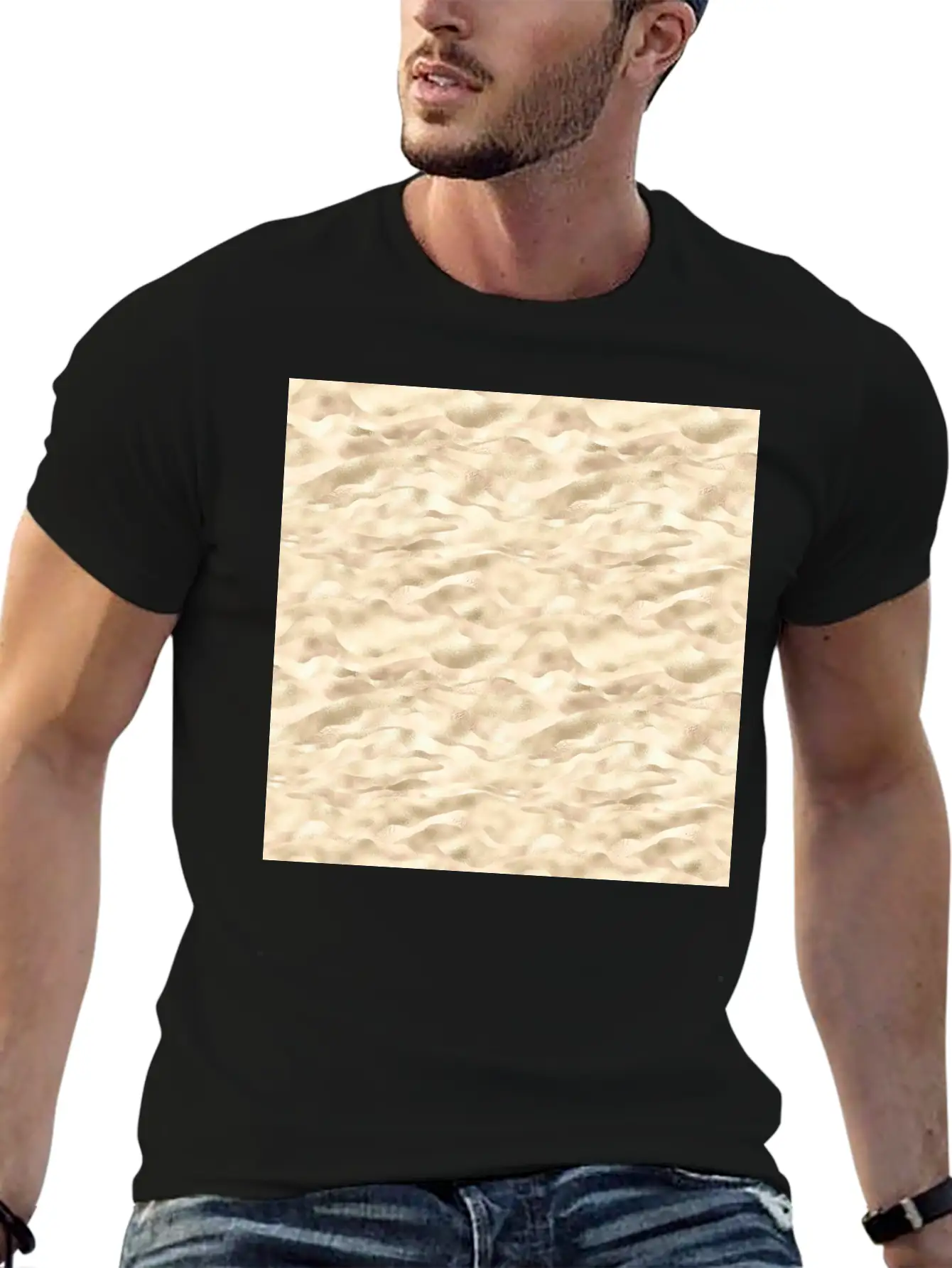 Glam Soft Gold Metallic Waves Texture Stylish Everyday T-Shirt – Unisex Basic Cotton Tee