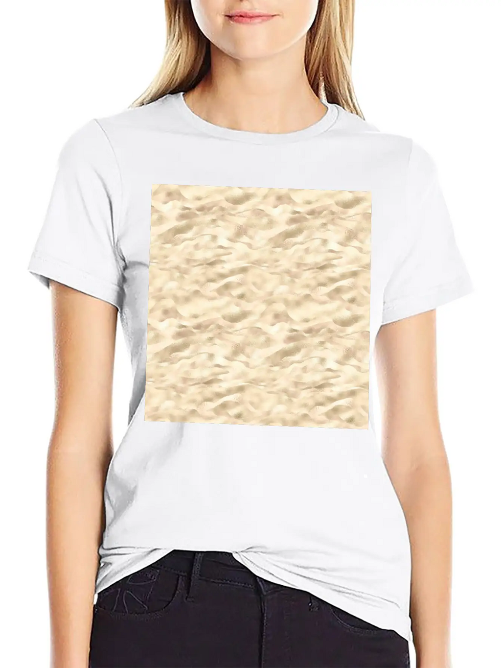 Glam Soft Gold Metallic Waves Texture Stylish Everyday T-Shirt – Unisex Basic Cotton Tee