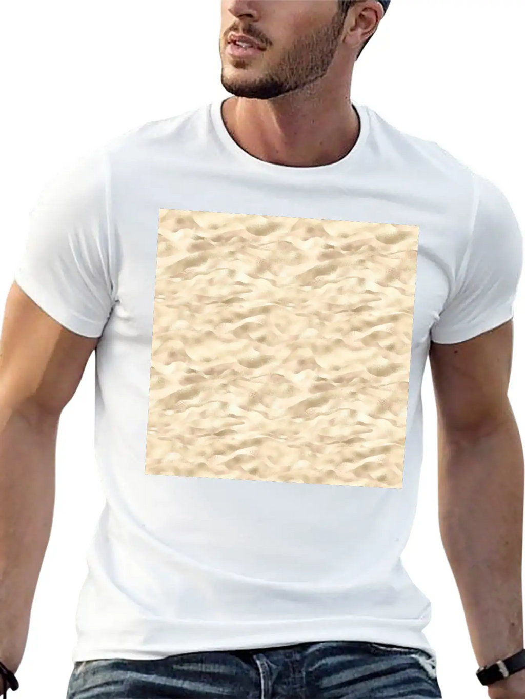 Glam Soft Gold Metallic Waves Texture Stylish Everyday T-Shirt – Unisex Basic Cotton Tee