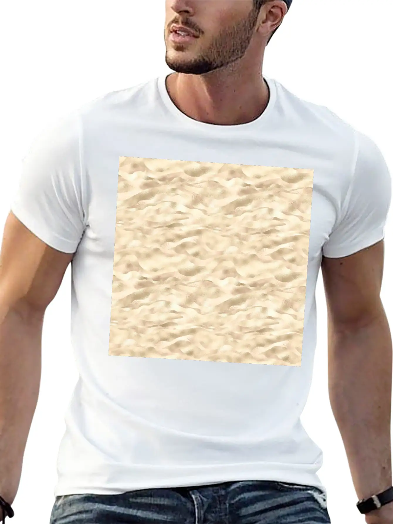 Glam Soft Gold Metallic Waves Texture Stylish Everyday T-Shirt – Unisex Basic Cotton Tee