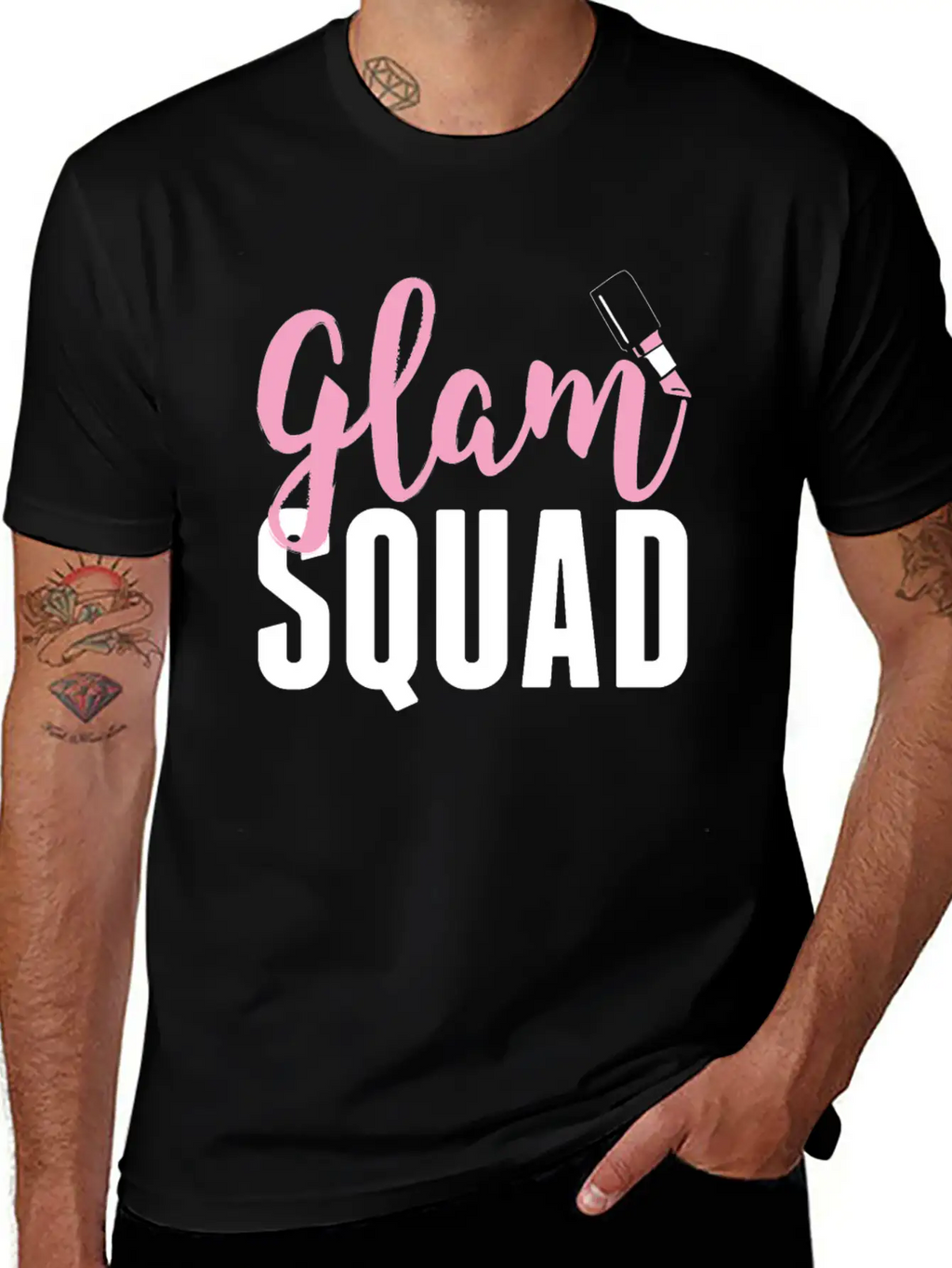 Glam Squad Funny Makeup Cheer Unisex Short Sleeve Soft Cotton T-Shirt – Casual Everyday Wear