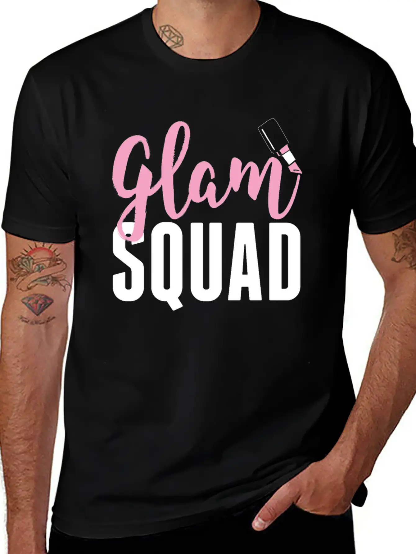 Glam Squad Funny Makeup Cheer Unisex Short Sleeve Soft Cotton T-Shirt – Casual Everyday Wear