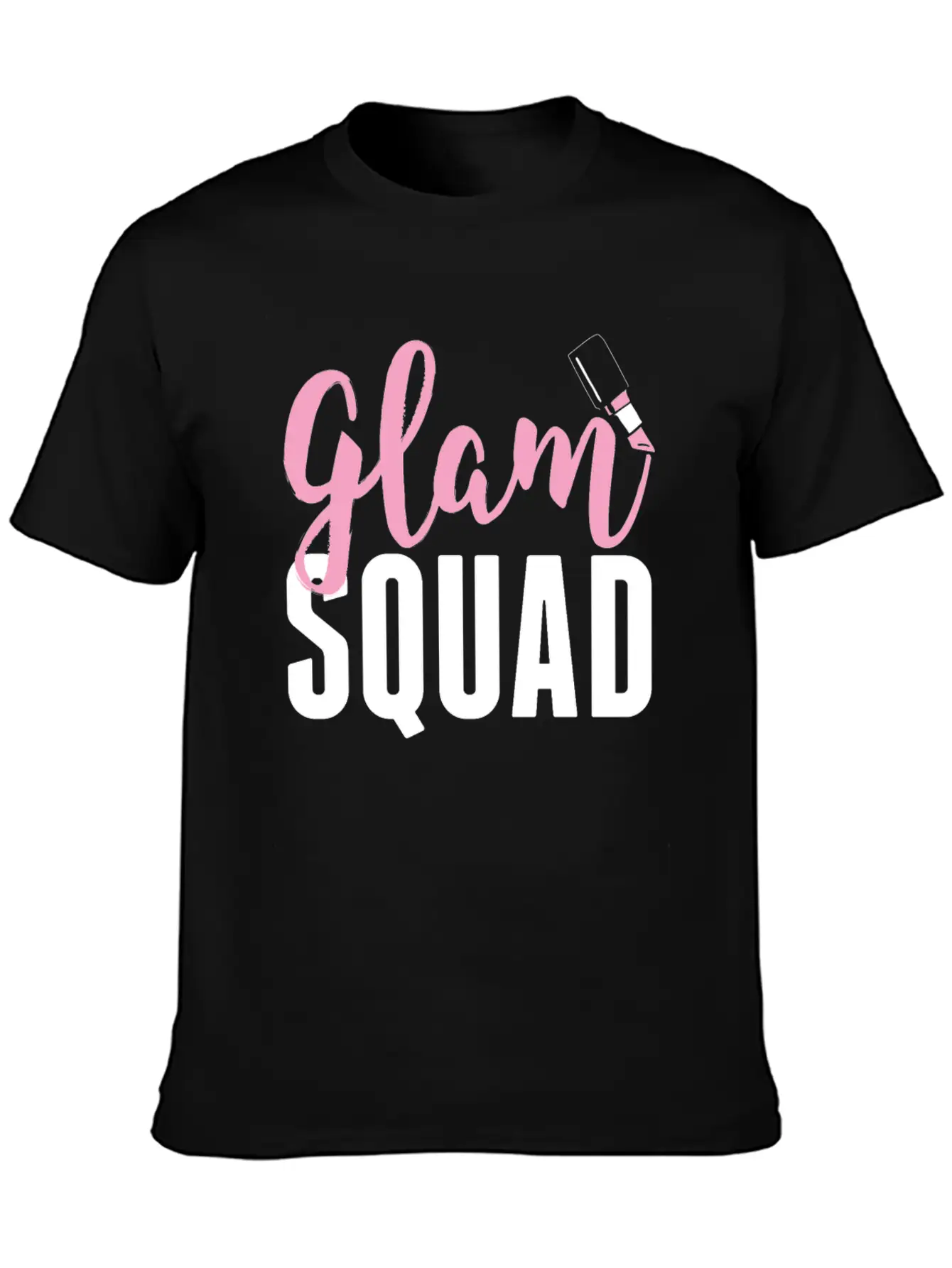 Glam Squad Funny Makeup Cheer Unisex Short Sleeve Soft Cotton T-Shirt – Casual Everyday Wear