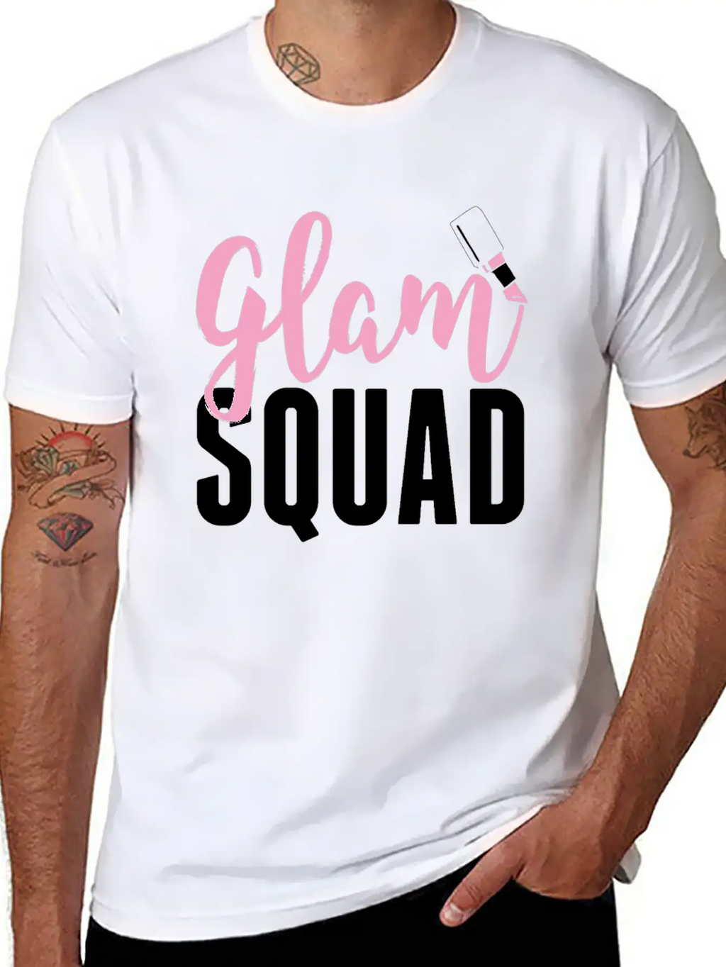 Glam Squad Funny Makeup Cheer Unisex Short Sleeve Soft Cotton T-Shirt – Casual Everyday Wear