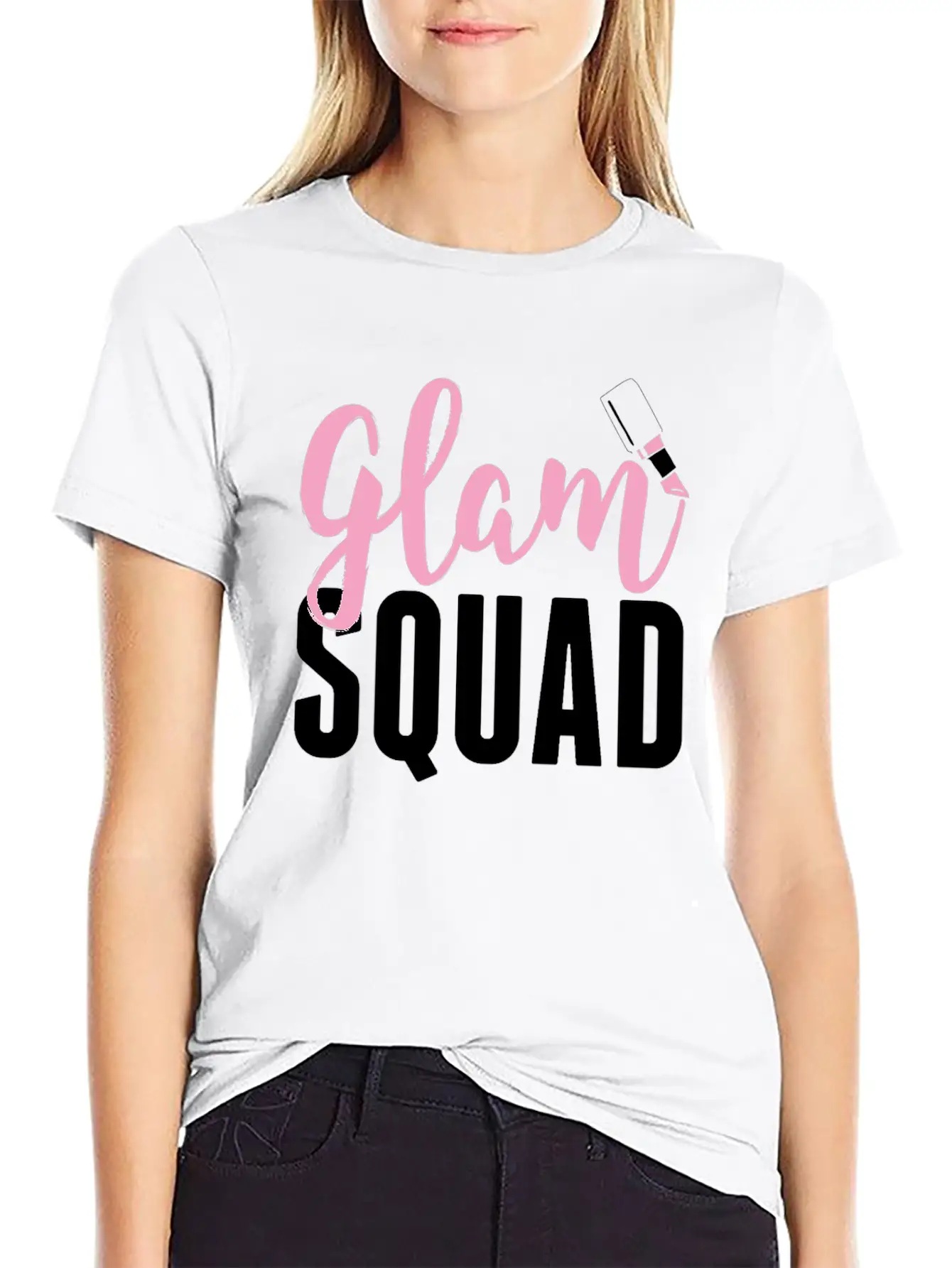 Glam Squad Funny Makeup Cheer Unisex Short Sleeve Soft Cotton T-Shirt – Casual Everyday Wear
