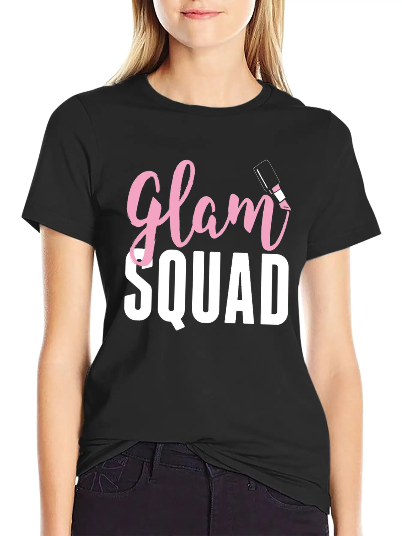 Glam Squad Funny Makeup Cheer Unisex Short Sleeve Soft Cotton T-Shirt – Casual Everyday Wear