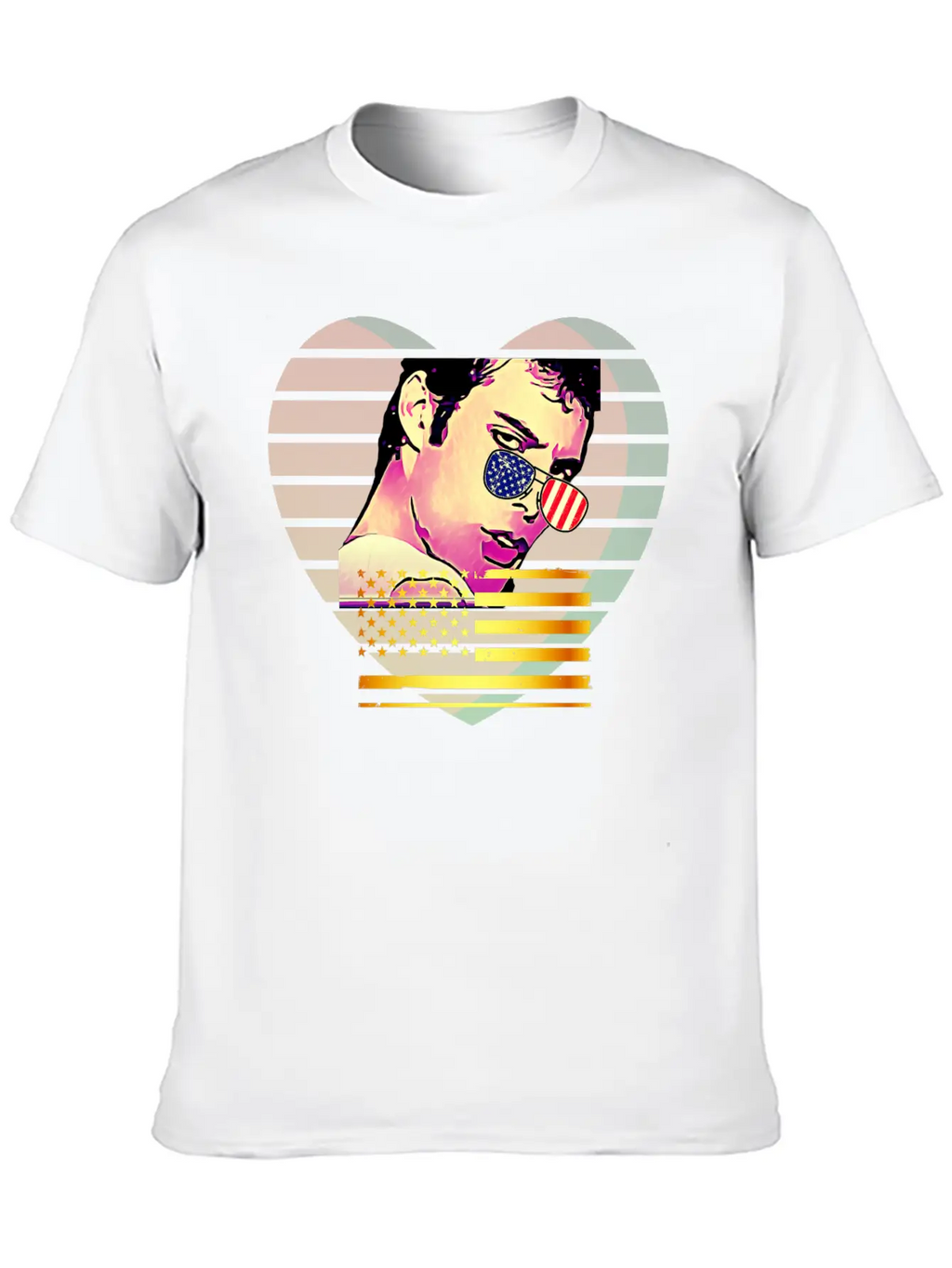 GLARE Sunglasses Flag Heart Unisex Casual T-Shirt – Clean Design For Daily Comfort