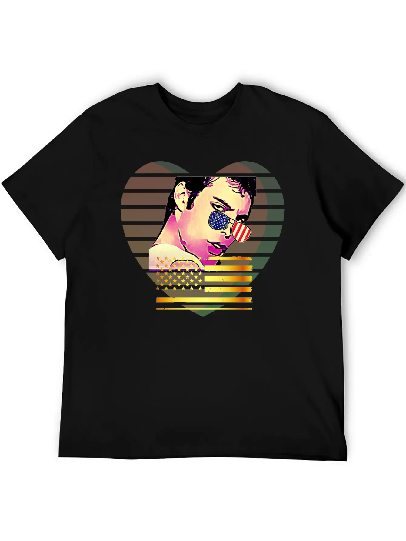 GLARE Sunglasses Flag Heart Unisex Casual T-Shirt – Clean Design For Daily Comfort