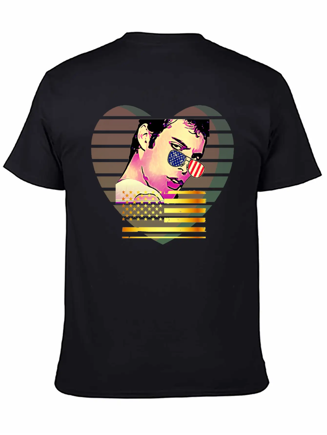 GLARE Sunglasses Flag Heart Unisex Casual T-Shirt – Clean Design For Daily Comfort