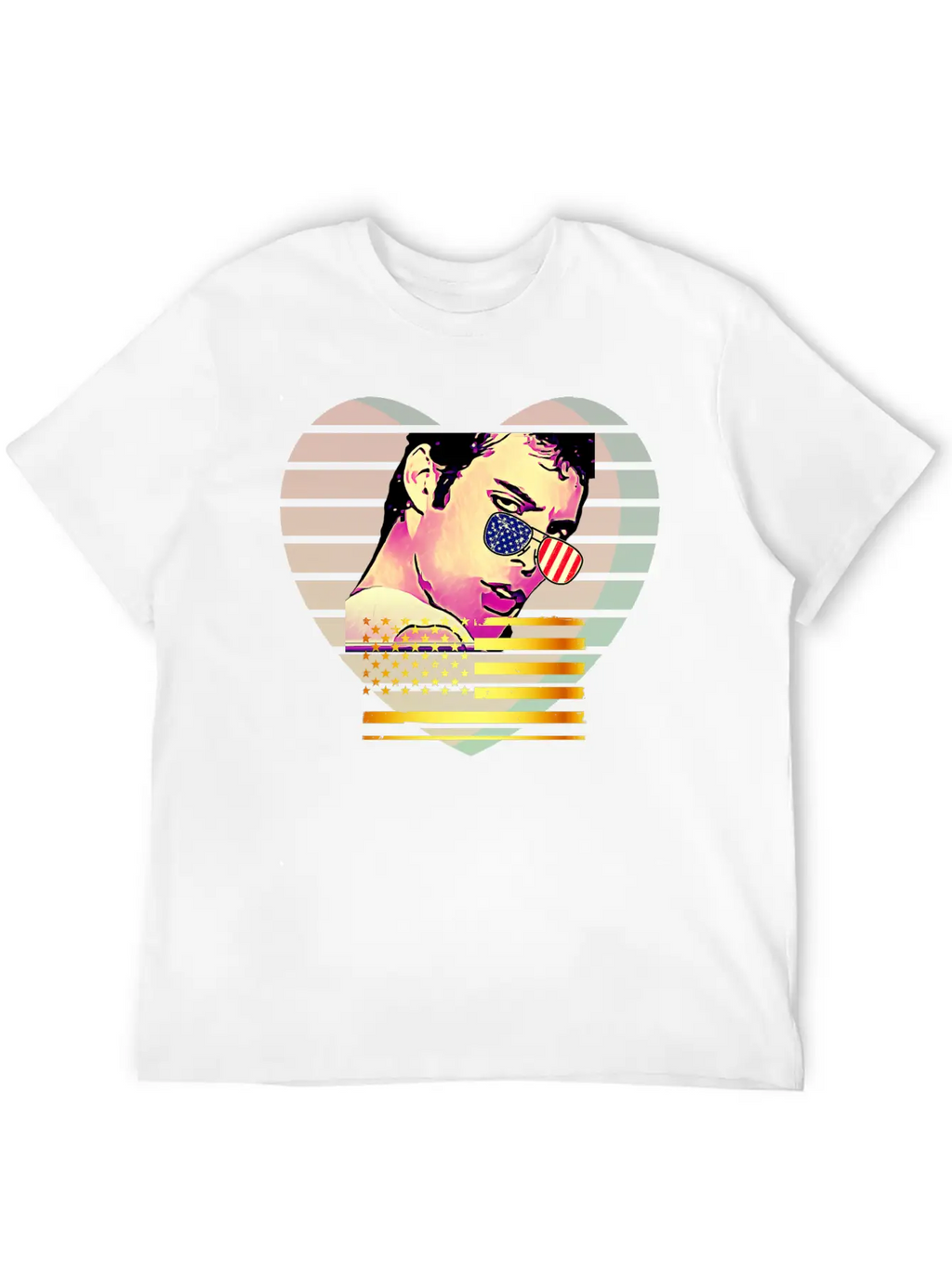 GLARE Sunglasses Flag Heart Unisex Casual T-Shirt – Clean Design For Daily Comfort