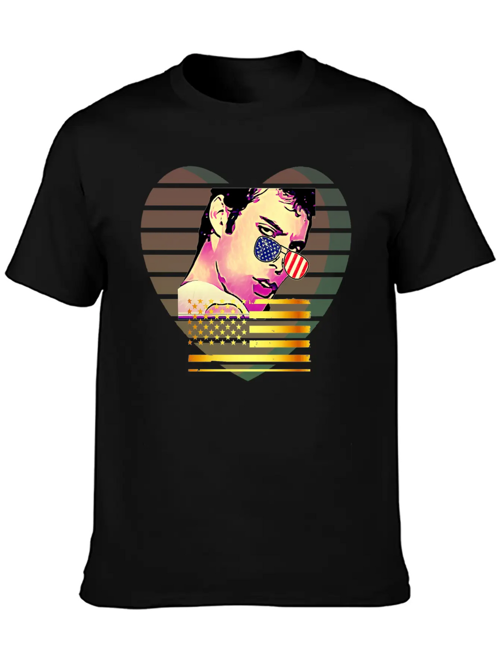 GLARE Sunglasses Flag Heart Unisex Casual T-Shirt – Clean Design For Daily Comfort