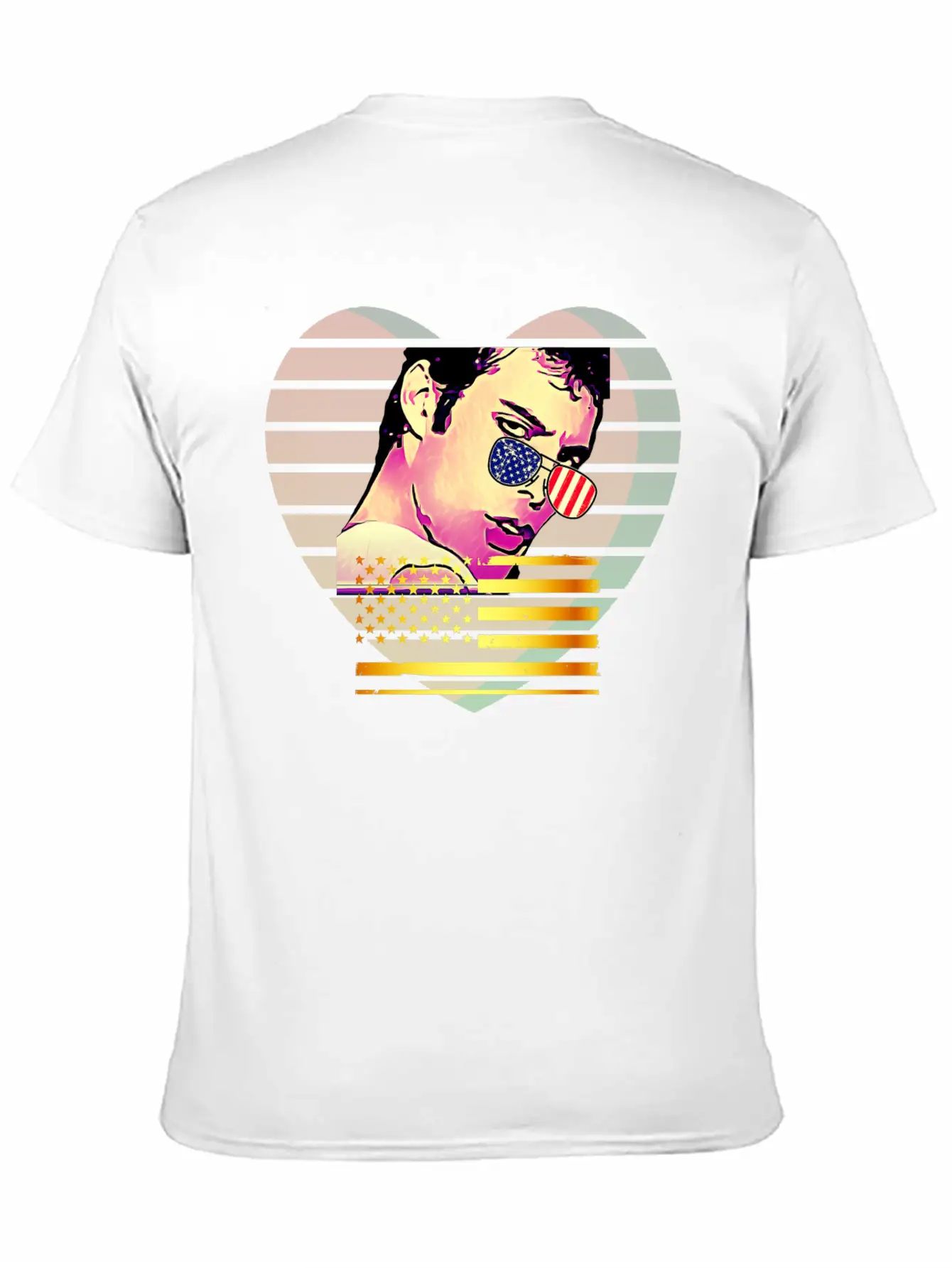 GLARE Sunglasses Flag Heart Unisex Casual T-Shirt – Clean Design For Daily Comfort
