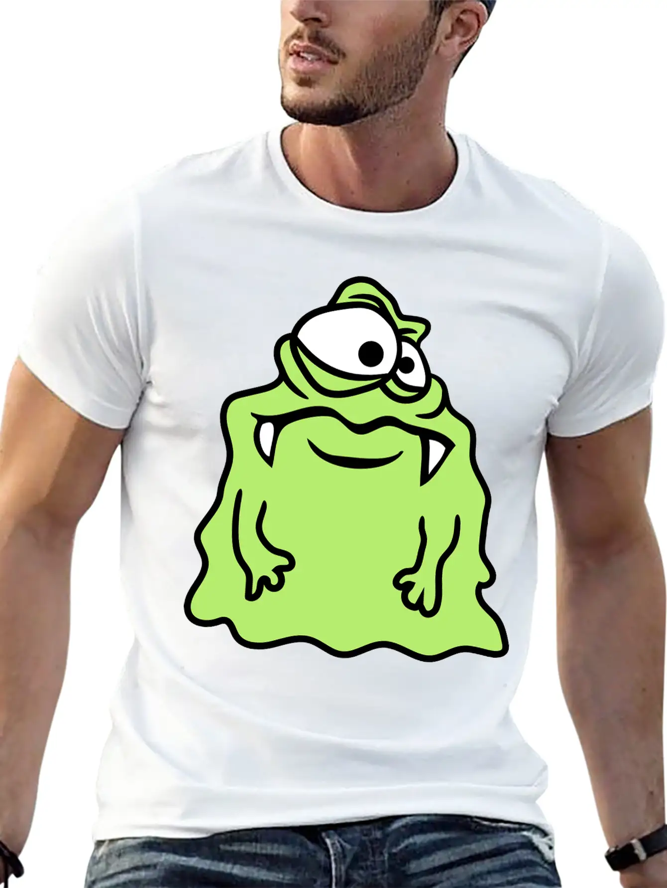 Glibber Slime Disgusting Slimy Face Head Monster F Unisex Short Sleeve Soft Cotton T-Shirt – Casual Everyday Wear