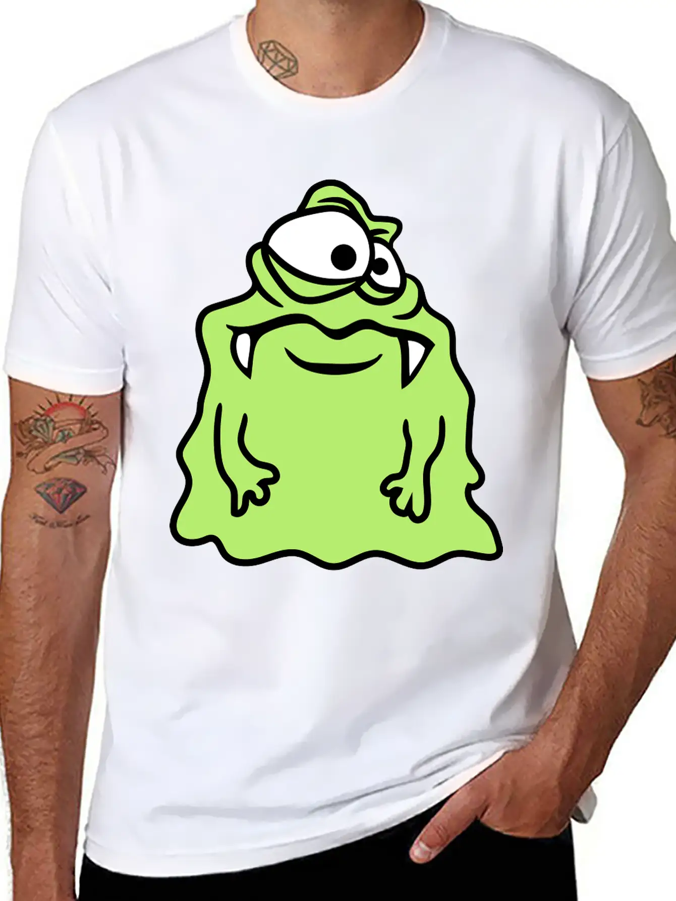 Glibber Slime Disgusting Slimy Face Head Monster F Unisex Short Sleeve Soft Cotton T-Shirt – Casual Everyday Wear