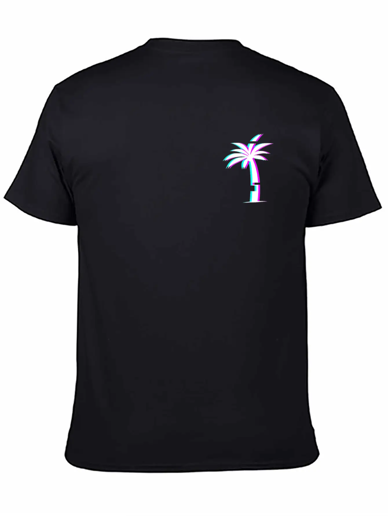 Glitch Aesthetic Vaporwave Palm Tree Unisex Casual T-Shirt – Clean Design For Daily Comfort