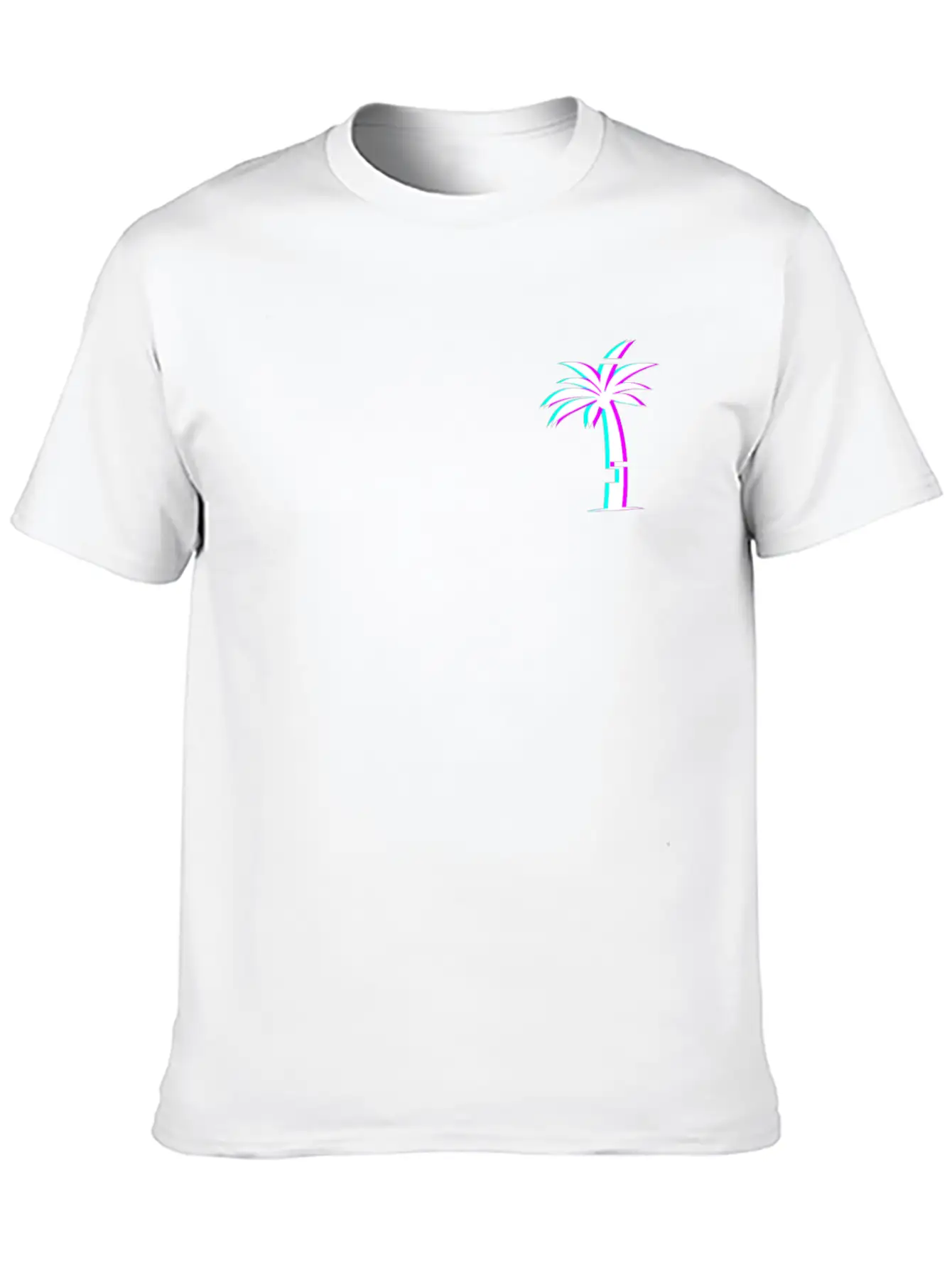 Glitch Aesthetic Vaporwave Palm Tree Unisex Casual T-Shirt – Clean Design For Daily Comfort