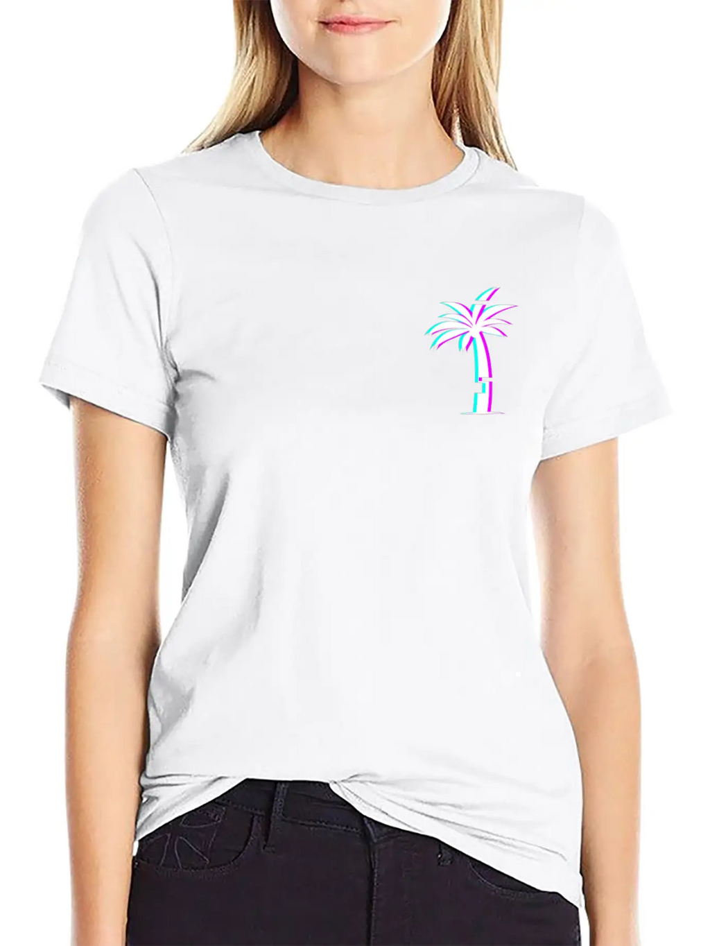 Glitch Aesthetic Vaporwave Palm Tree Unisex Casual T-Shirt – Clean Design For Daily Comfort