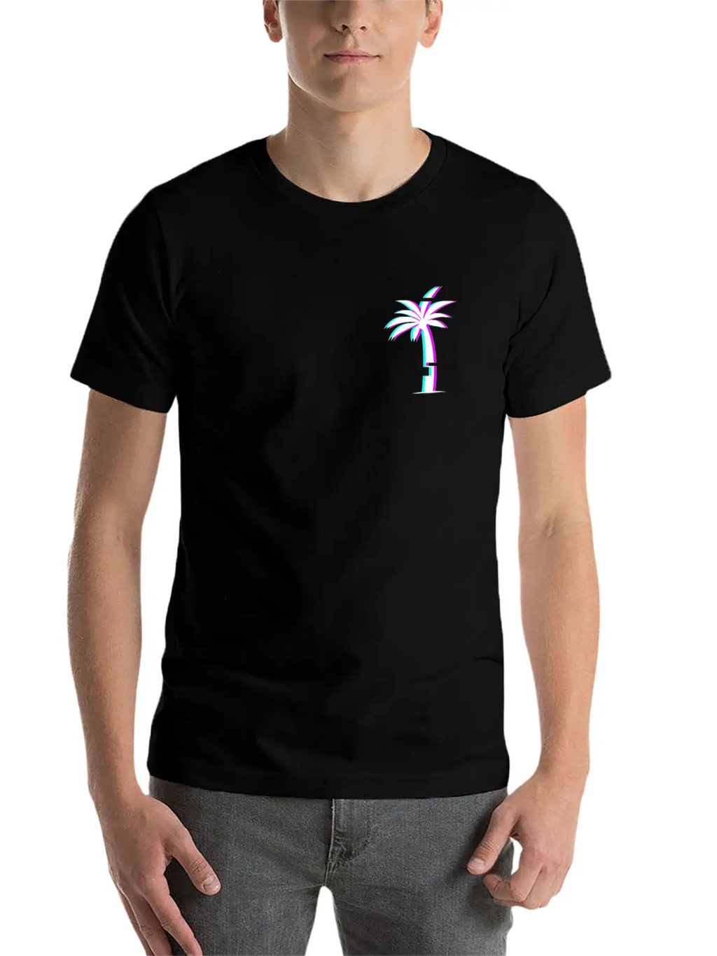 Glitch Aesthetic Vaporwave Palm Tree Unisex Casual T-Shirt – Clean Design For Daily Comfort