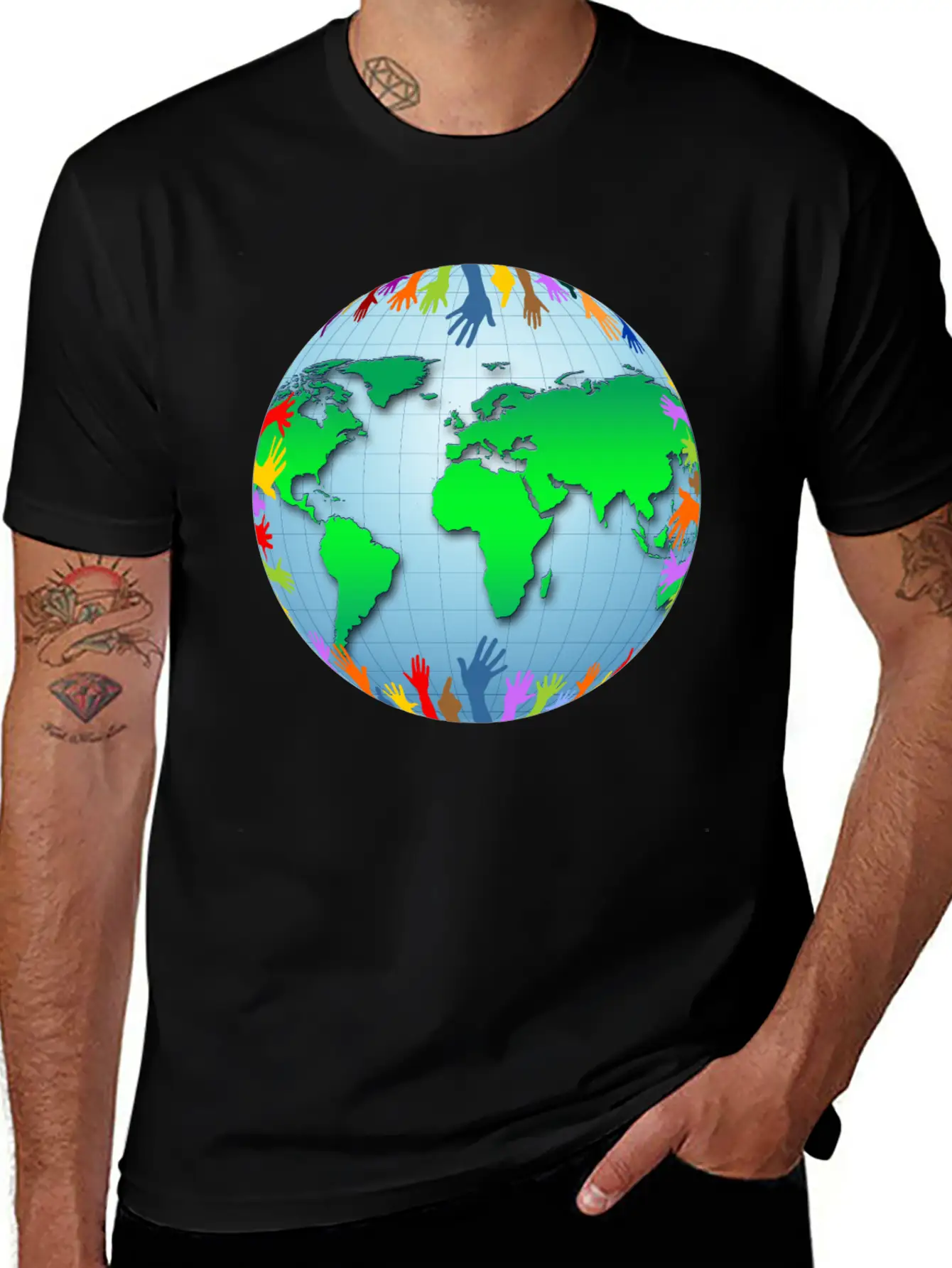 Globus Planet Erde Earth Kontinente Continents112 Unisex Short Sleeve Soft Cotton T-Shirt – Casual Everyday Wear