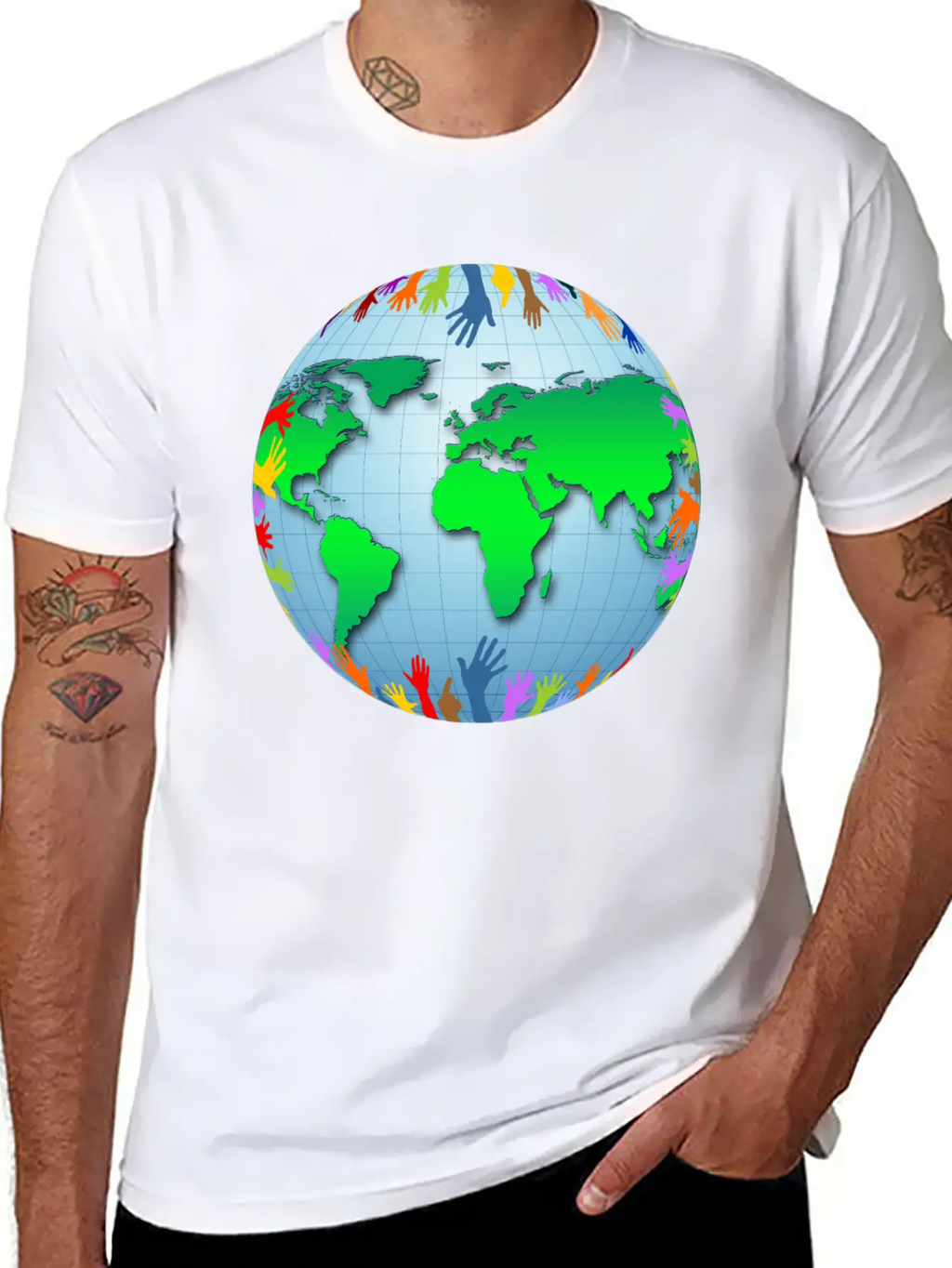 Globus Planet Erde Earth Kontinente Continents112 Unisex Short Sleeve Soft Cotton T-Shirt – Casual Everyday Wear