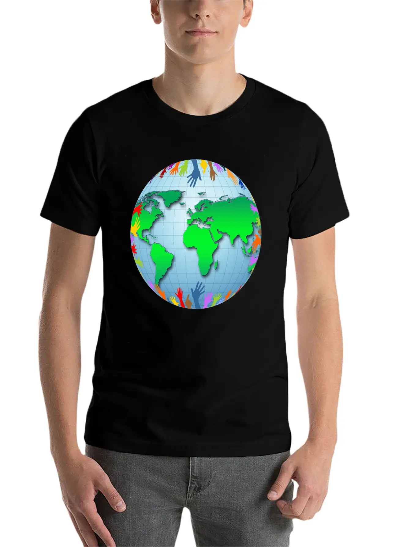 Globus Planet Erde Earth Kontinente Continents112 Unisex Short Sleeve Soft Cotton T-Shirt – Casual Everyday Wear
