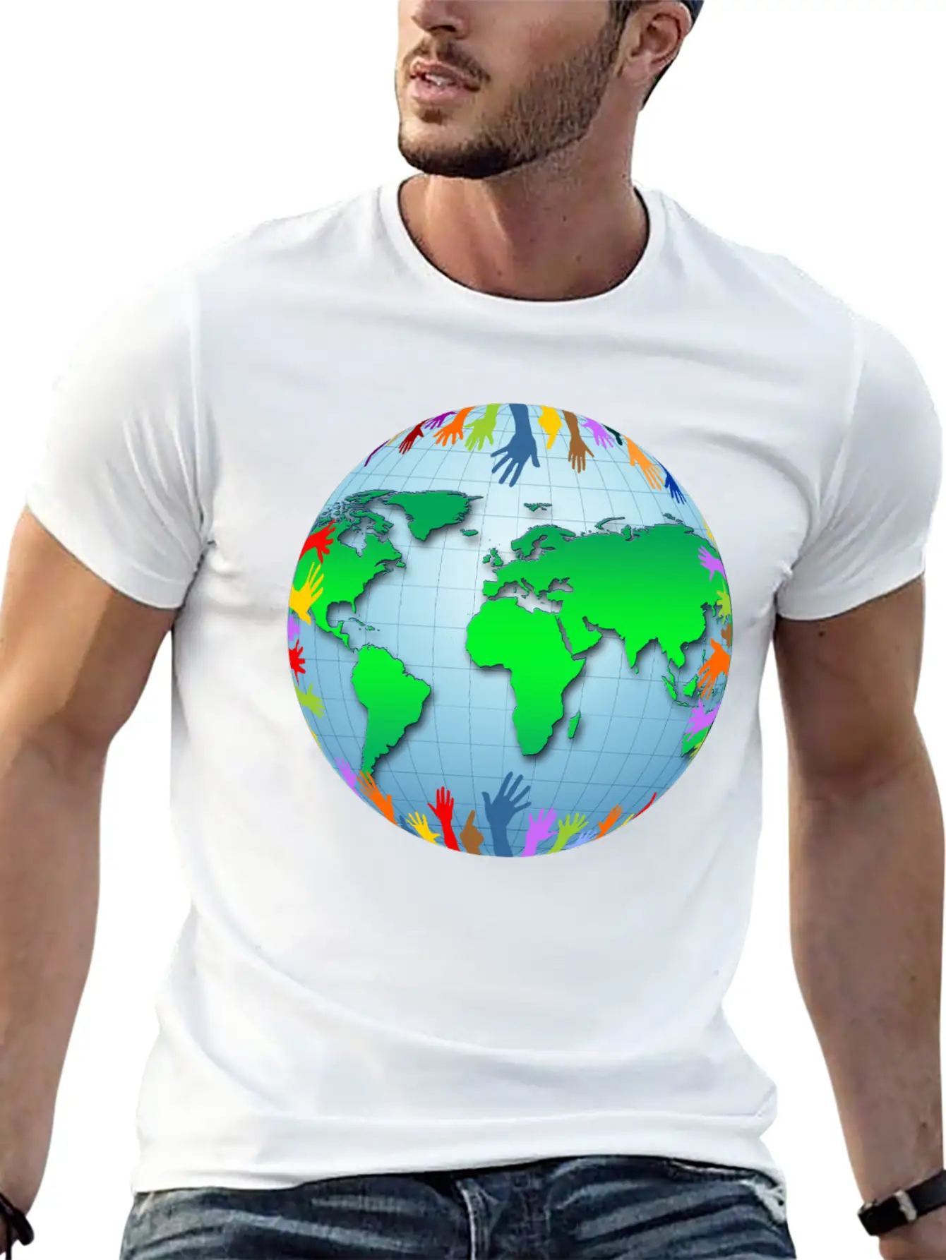 Globus Planet Erde Earth Kontinente Continents112 Unisex Short Sleeve Soft Cotton T-Shirt – Casual Everyday Wear