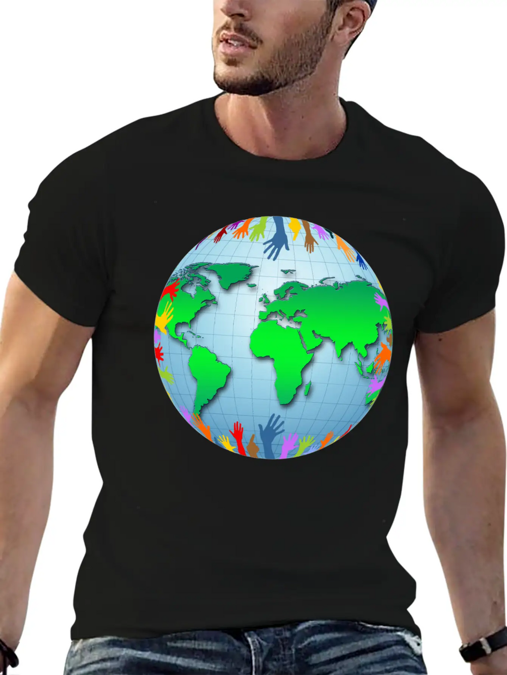 Globus Planet Erde Earth Kontinente Continents112 Unisex Short Sleeve Soft Cotton T-Shirt – Casual Everyday Wear