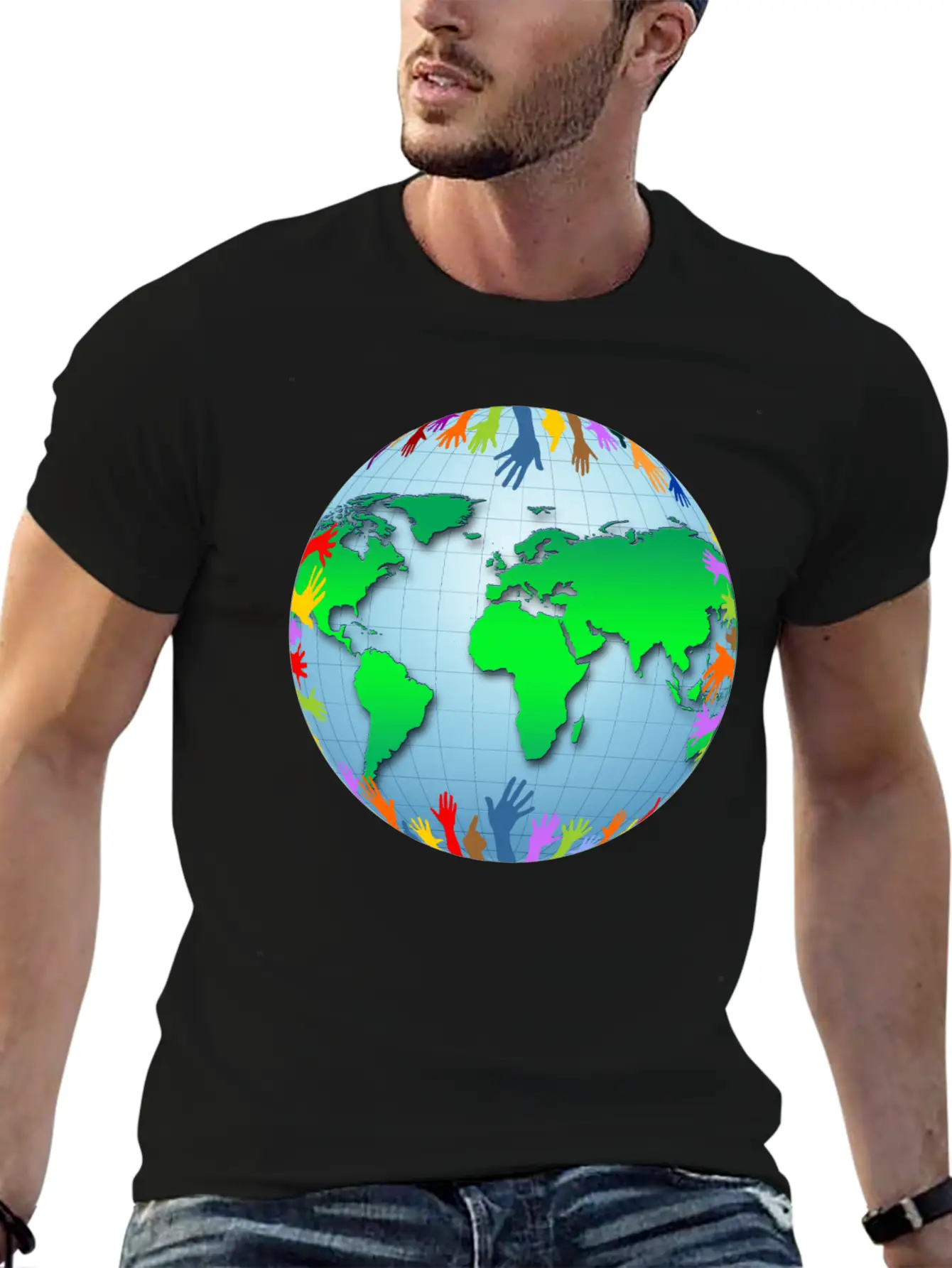Globus Planet Erde Earth Kontinente Continents112 Unisex Short Sleeve Soft Cotton T-Shirt – Casual Everyday Wear