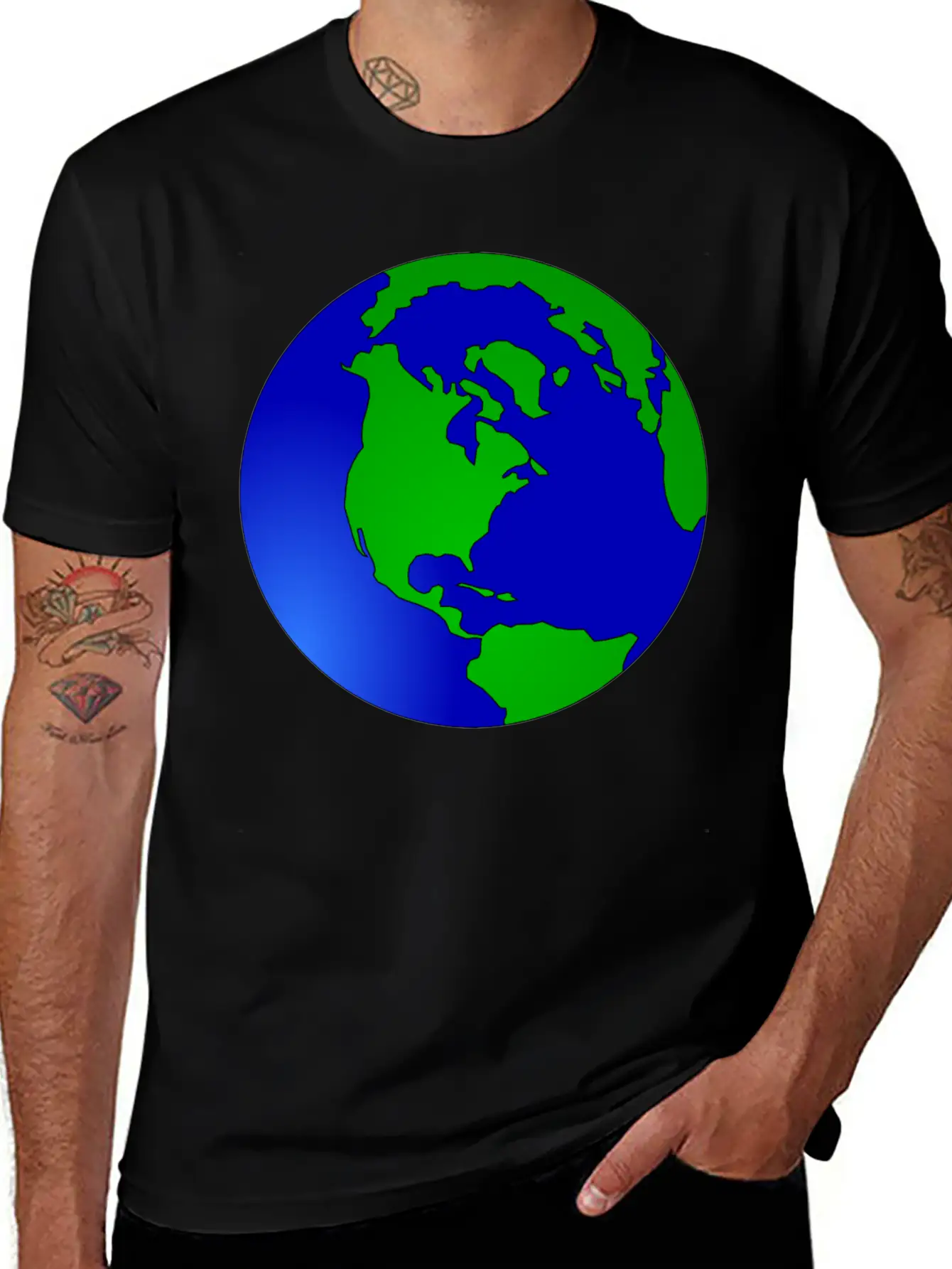Globus Planet Erde Earth Kontinente Continents79 Unisex Short Sleeve Soft Cotton T-Shirt – Casual Everyday Wear