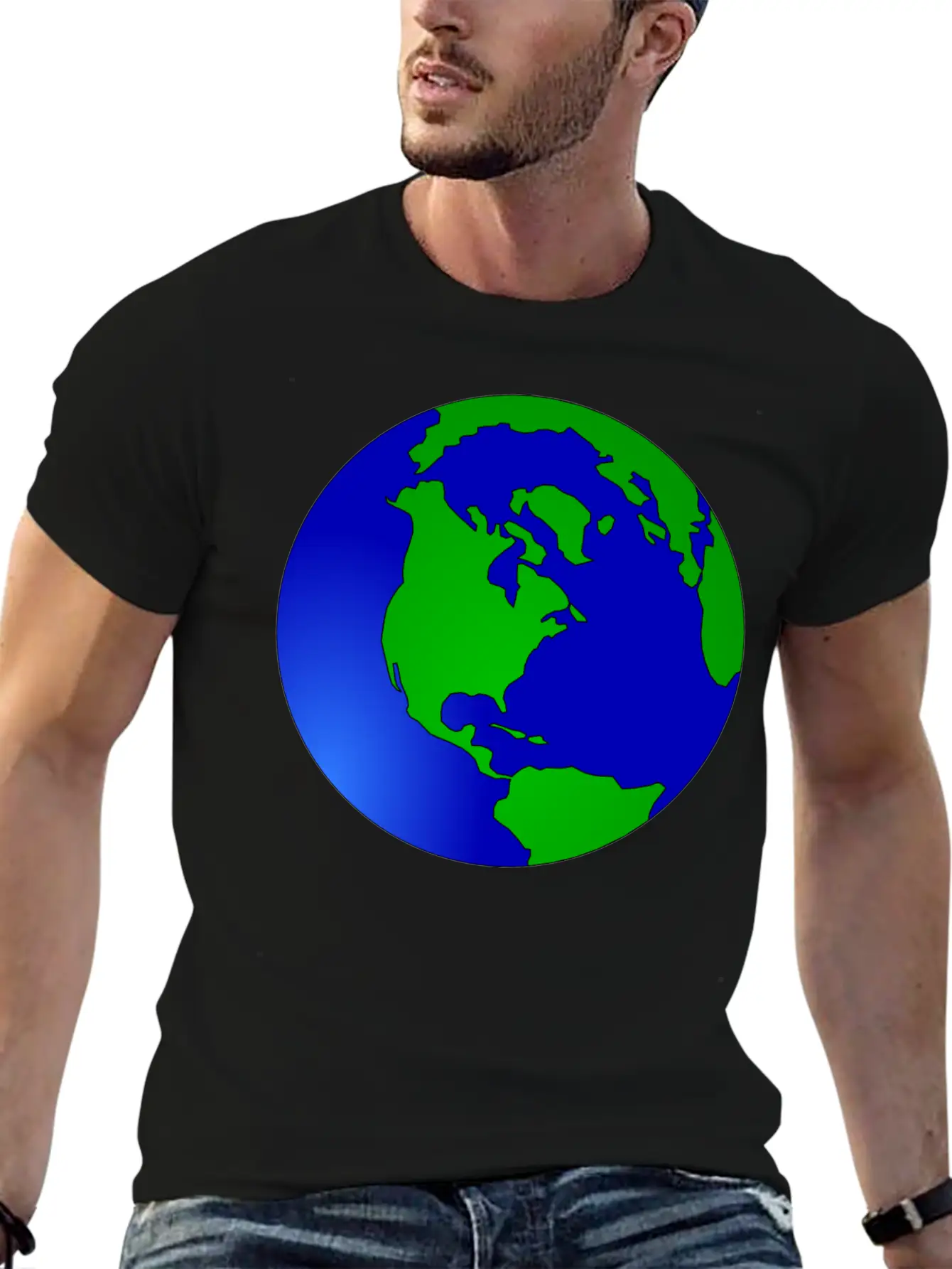 Globus Planet Erde Earth Kontinente Continents79 Unisex Short Sleeve Soft Cotton T-Shirt – Casual Everyday Wear