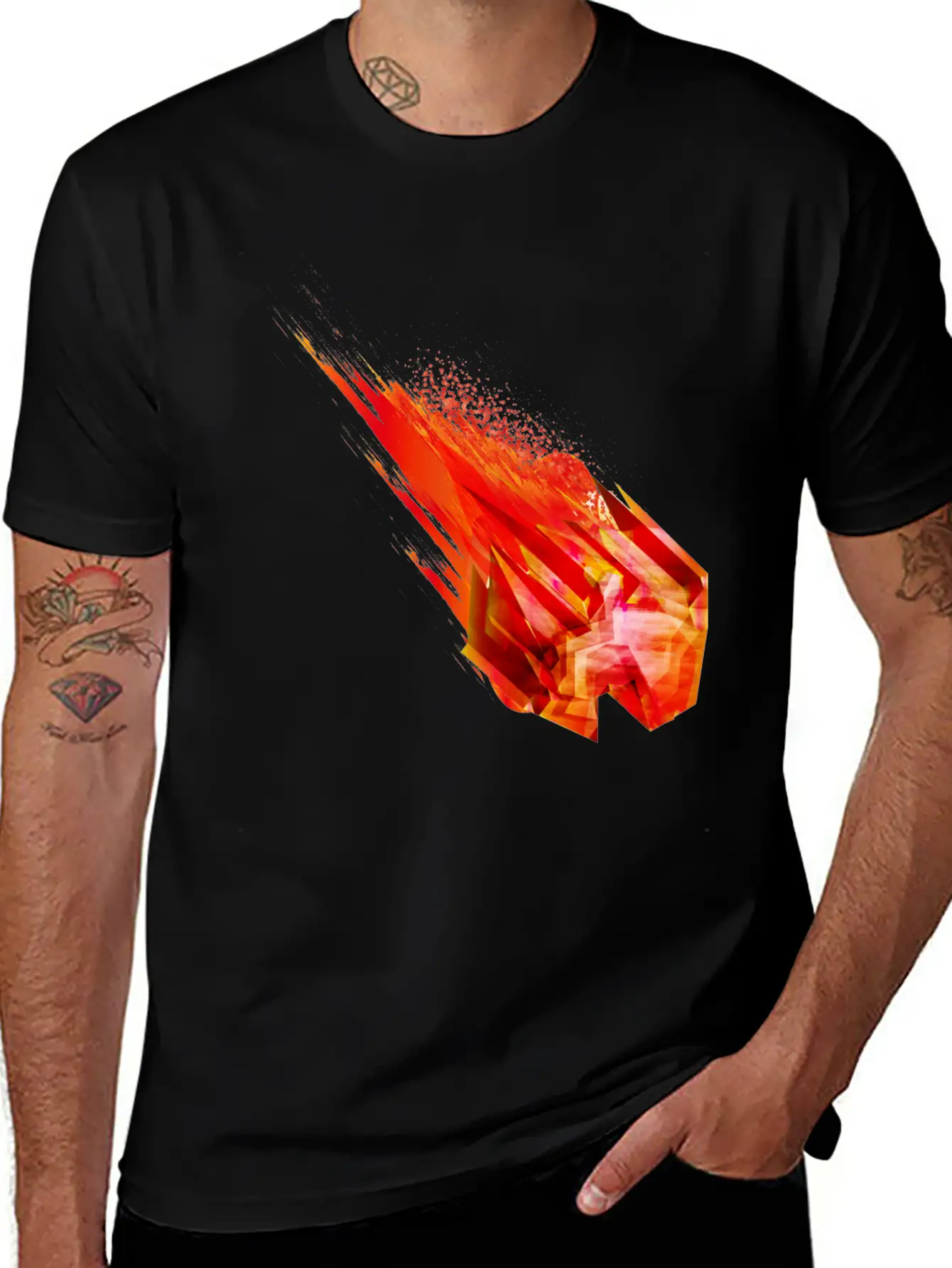 Glowing Meteorite With Fire Tail In Space Breathable Soft Cotton T-Shirt – Timeless Casual Look