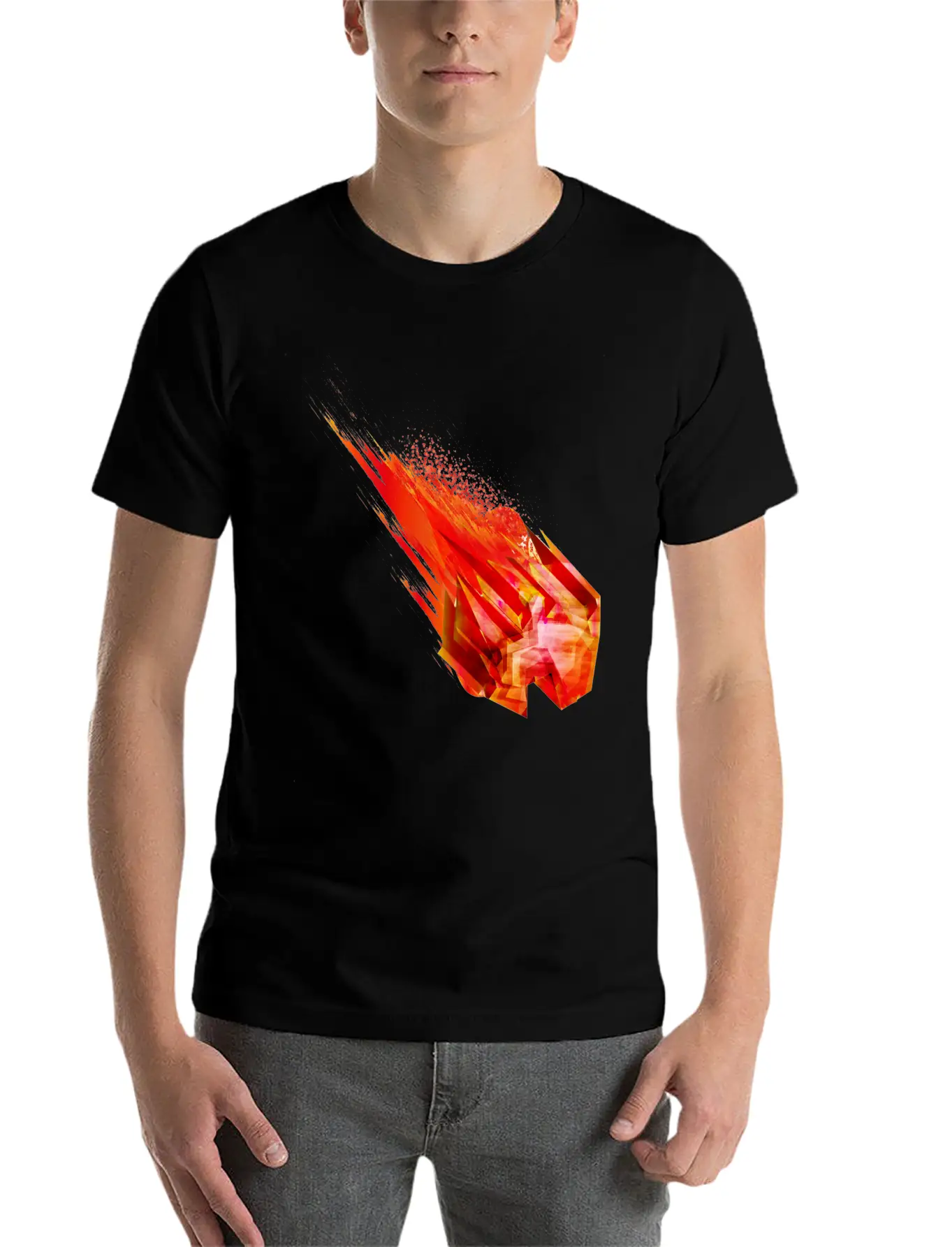 Glowing Meteorite With Fire Tail In Space Breathable Soft Cotton T-Shirt – Timeless Casual Look