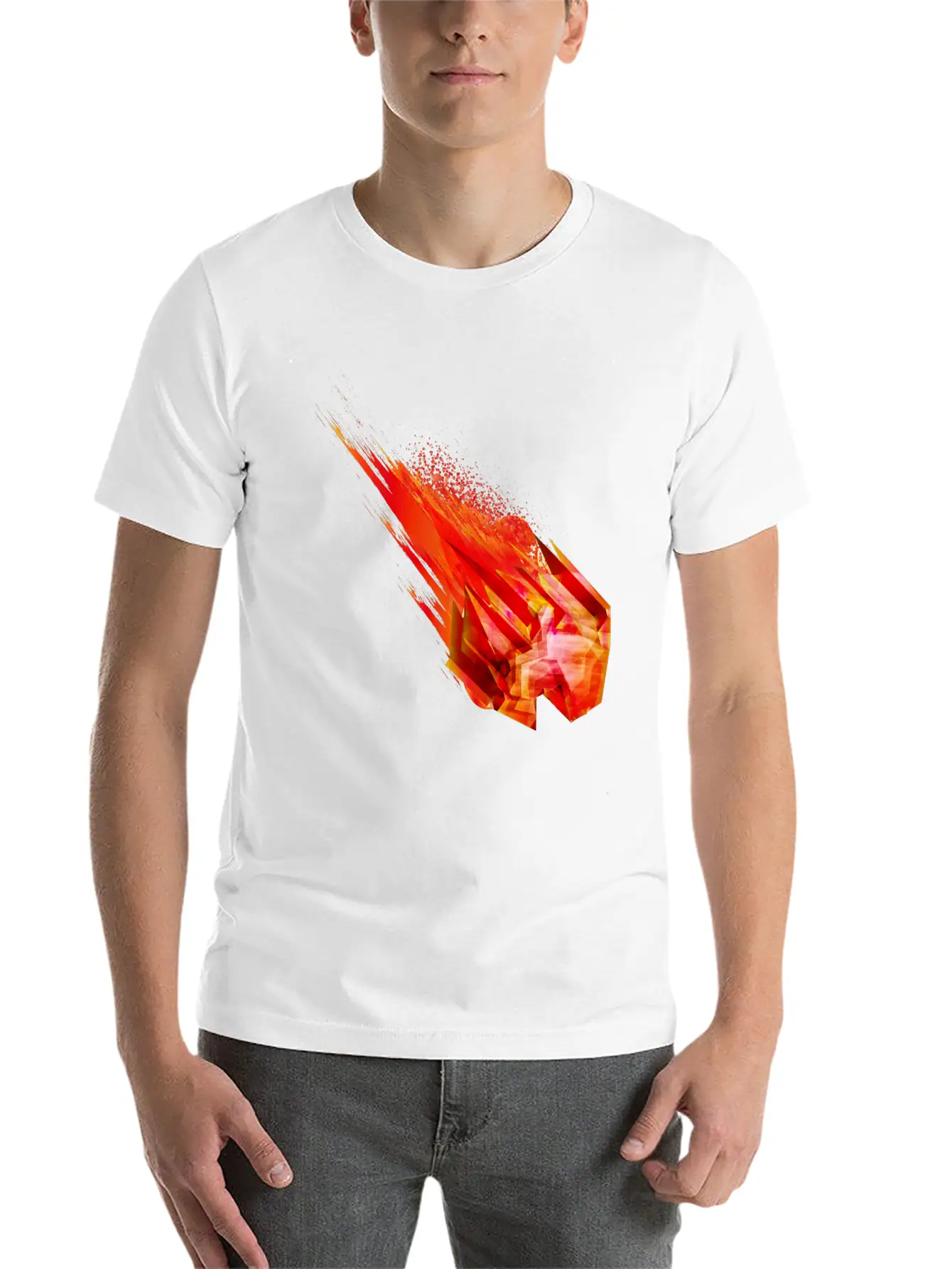 Glowing Meteorite With Fire Tail In Space Breathable Soft Cotton T-Shirt – Timeless Casual Look