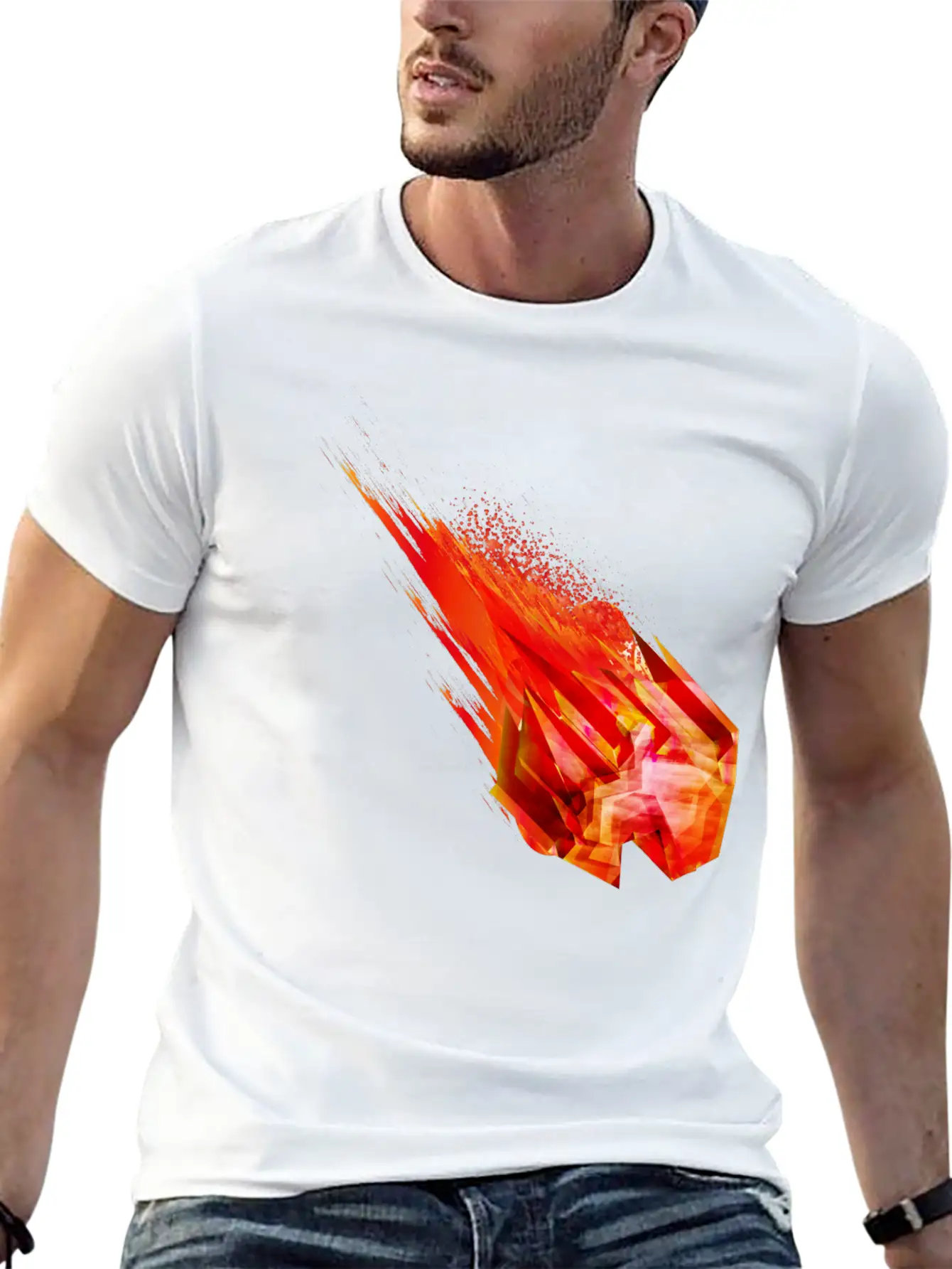 Glowing Meteorite With Fire Tail In Space Breathable Soft Cotton T-Shirt – Timeless Casual Look