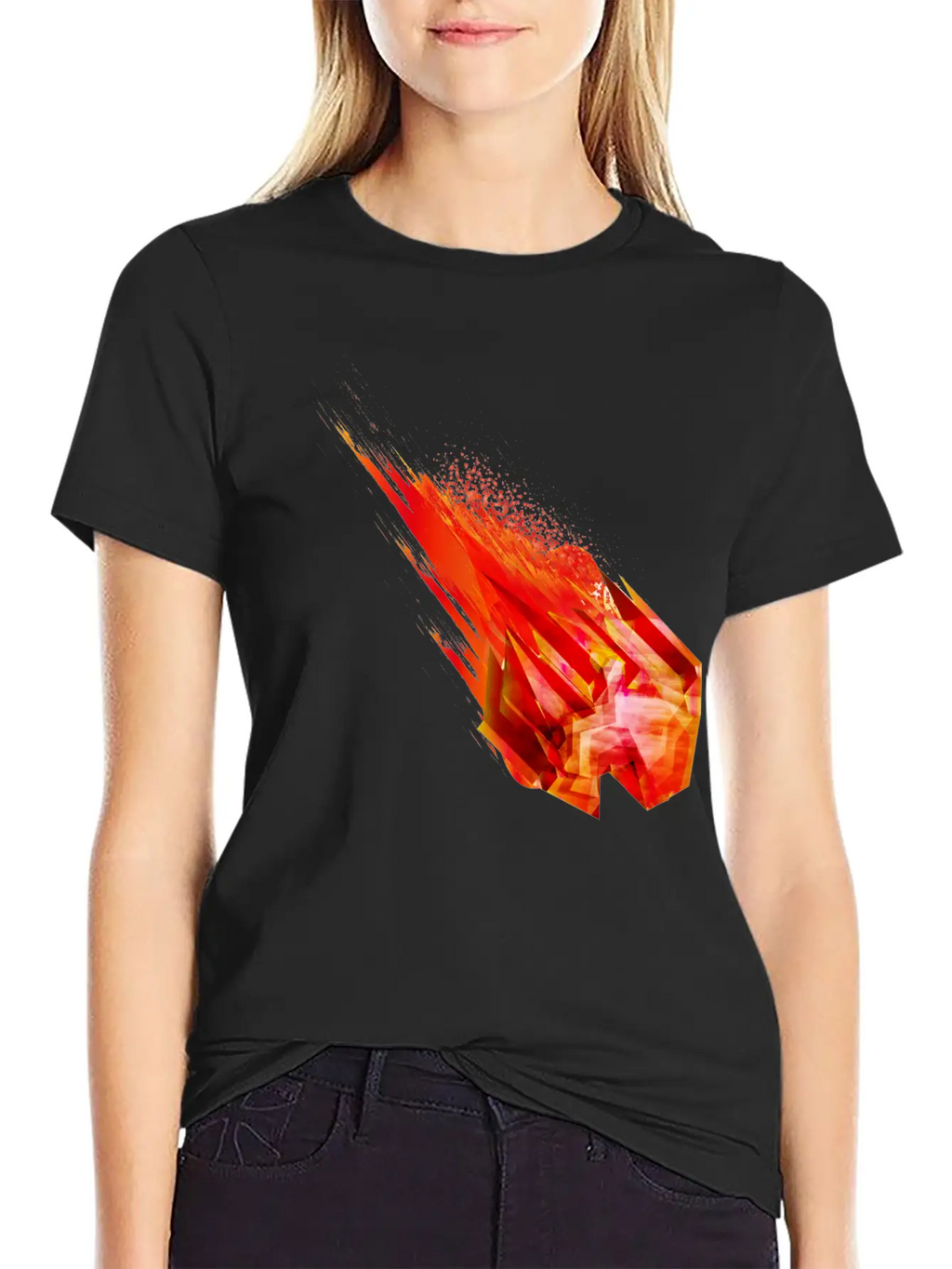 Glowing Meteorite With Fire Tail In Space Breathable Soft Cotton T-Shirt – Timeless Casual Look