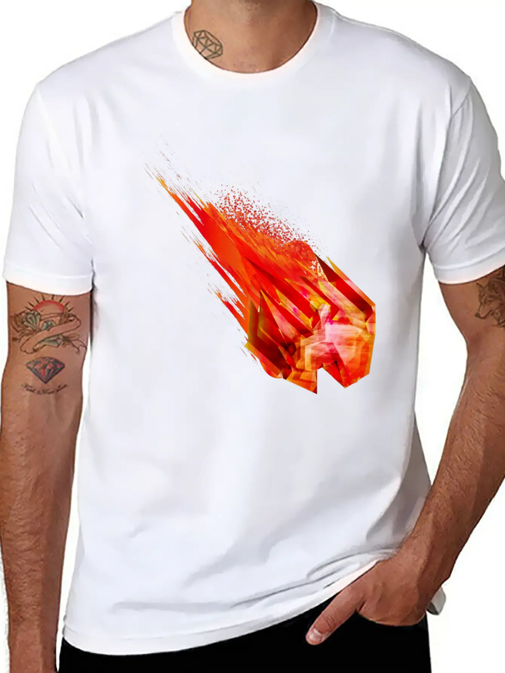 Glowing Meteorite With Fire Tail In Space Breathable Soft Cotton T-Shirt – Timeless Casual Look