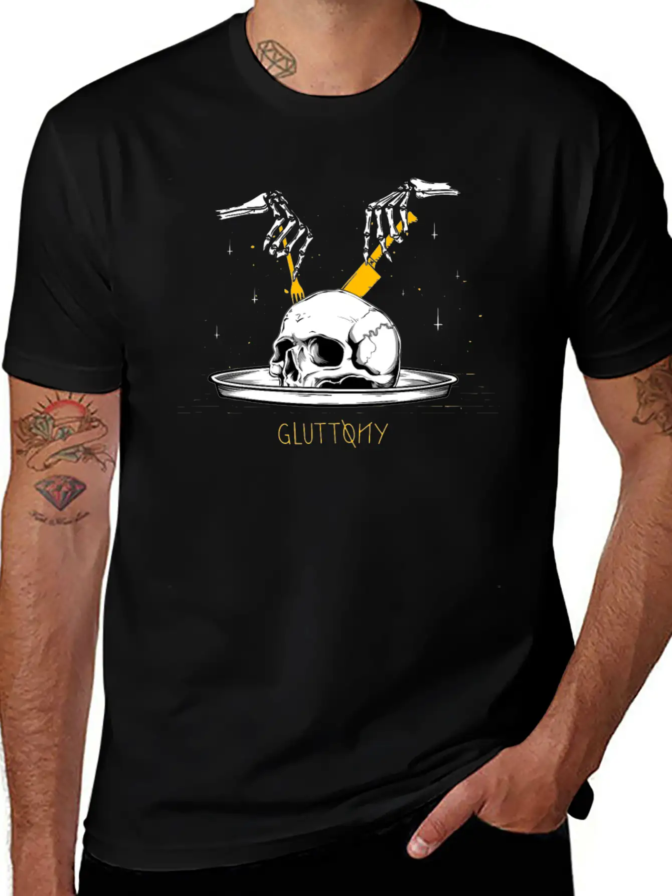 Gluttony Skull Casual Graphic T-Shirt – Simple And Comfortable Daily Wear