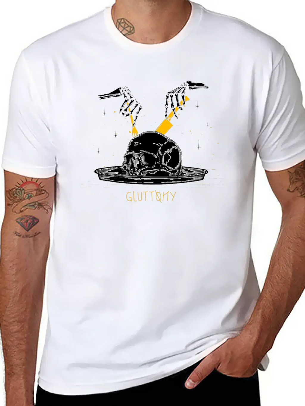 Gluttony Skull Casual Graphic T-Shirt – Simple And Comfortable Daily Wear