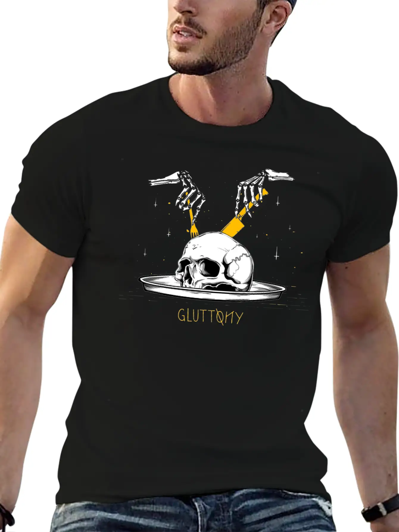 Gluttony Skull Casual Graphic T-Shirt – Simple And Comfortable Daily Wear