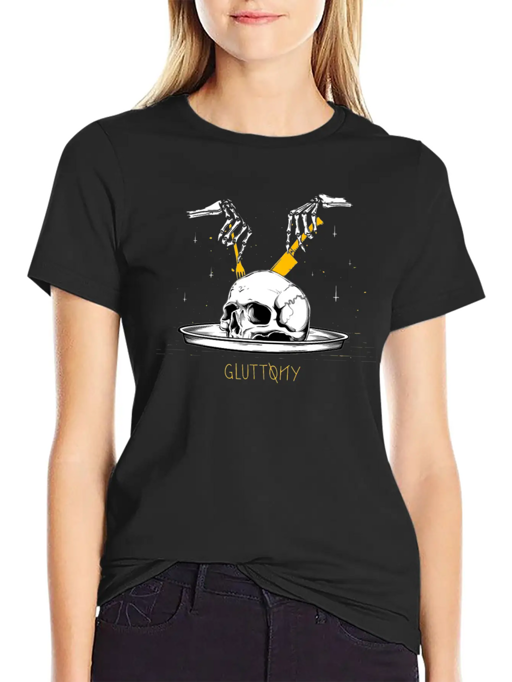 Gluttony Skull Casual Graphic T-Shirt – Simple And Comfortable Daily Wear