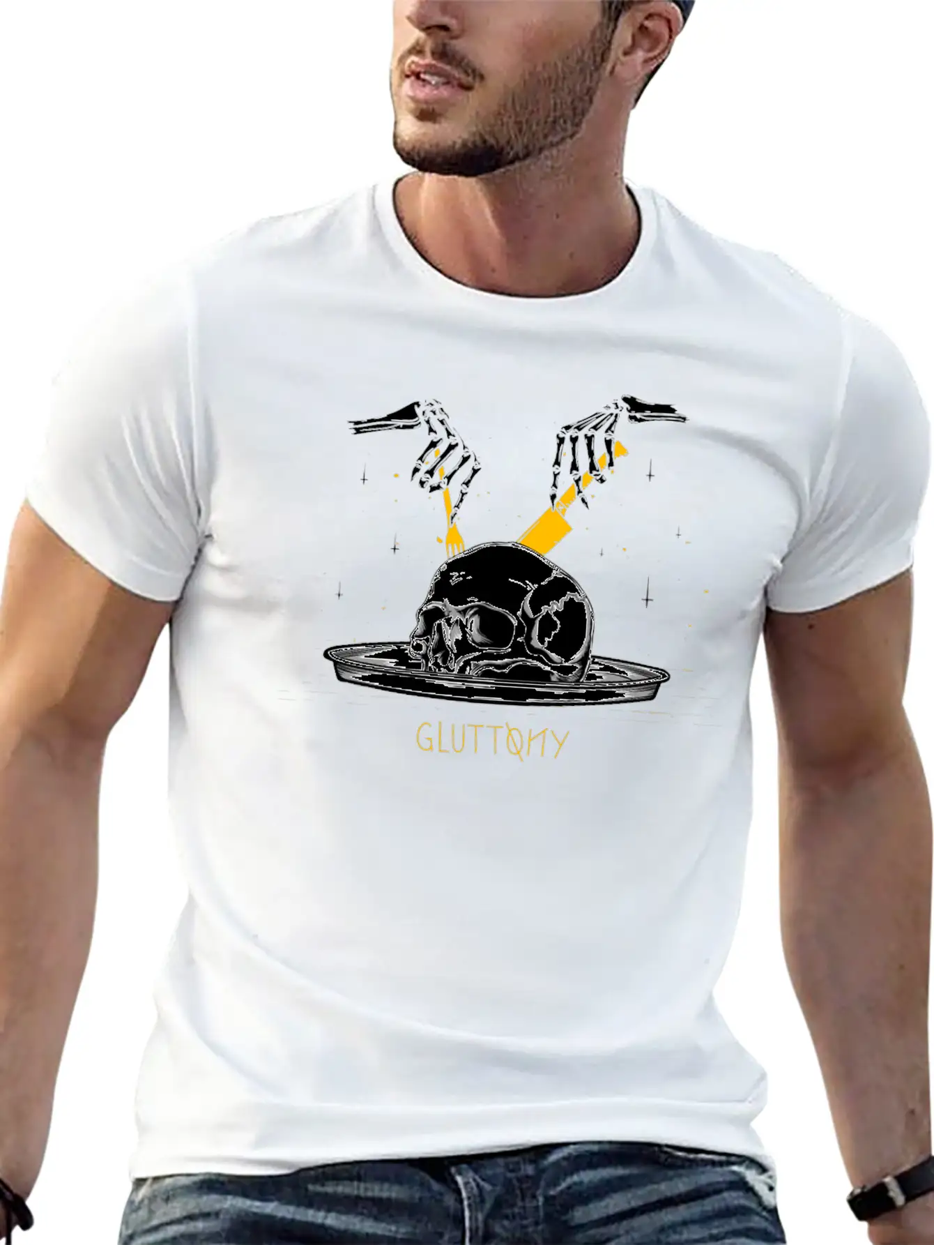 Gluttony Skull Casual Graphic T-Shirt – Simple And Comfortable Daily Wear