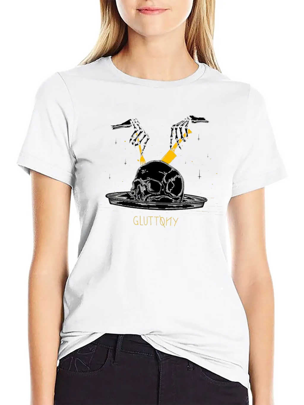 Gluttony Skull Casual Graphic T-Shirt – Simple And Comfortable Daily Wear