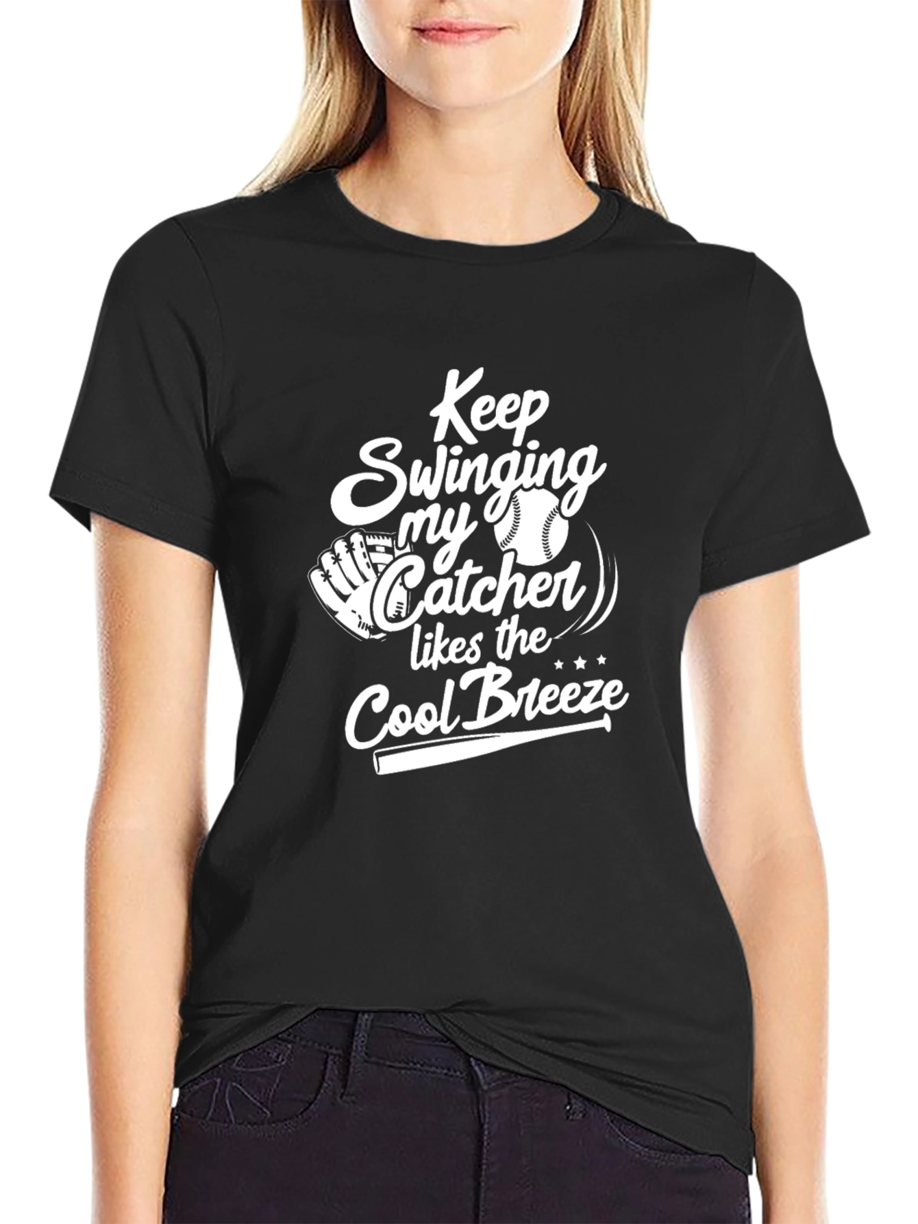 Keep Swinging My Catcher Likes the Cool Breeze Baseball T-Shirt