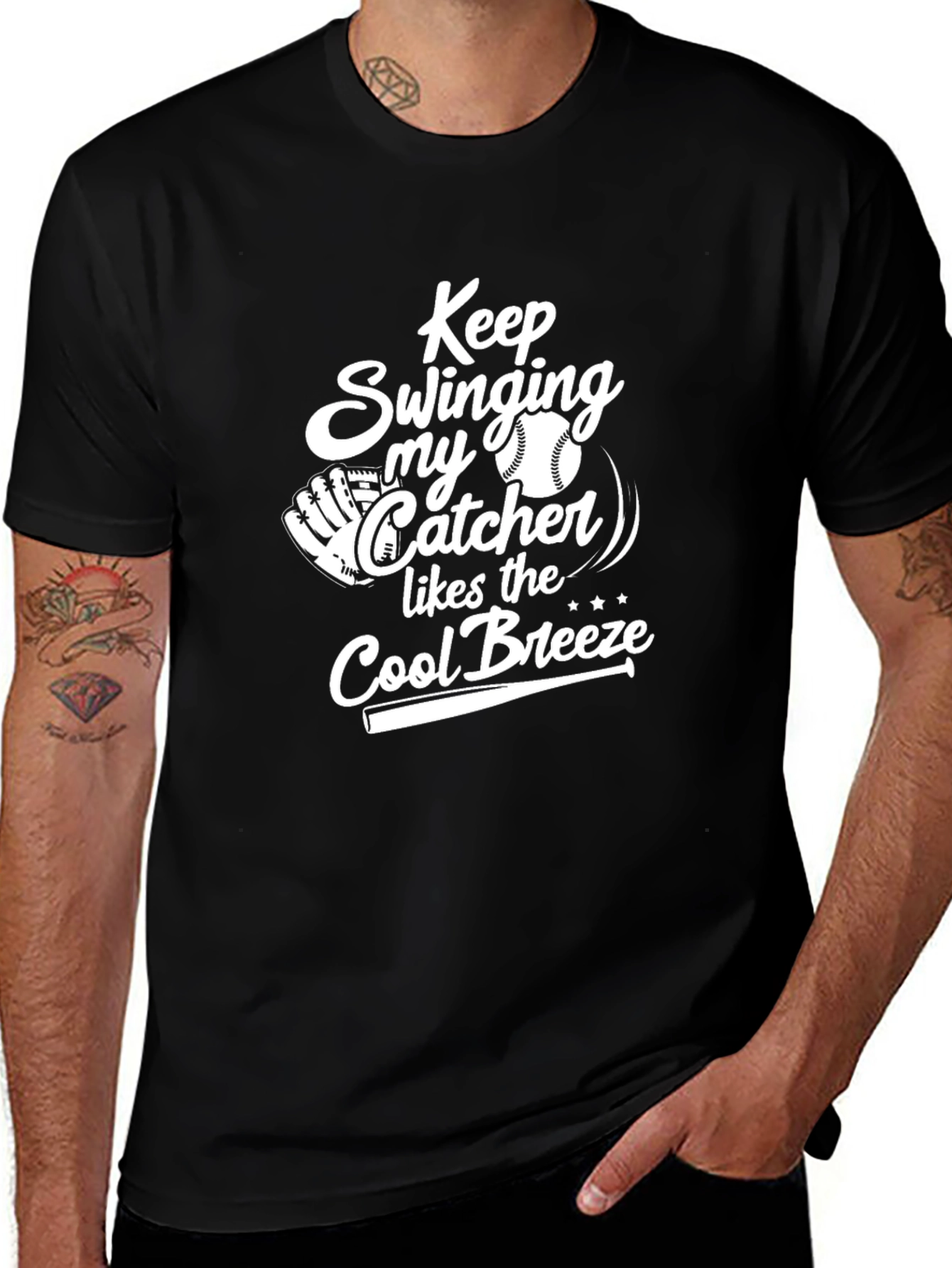 Keep Swinging My Catcher Likes the Cool Breeze Baseball T-Shirt
