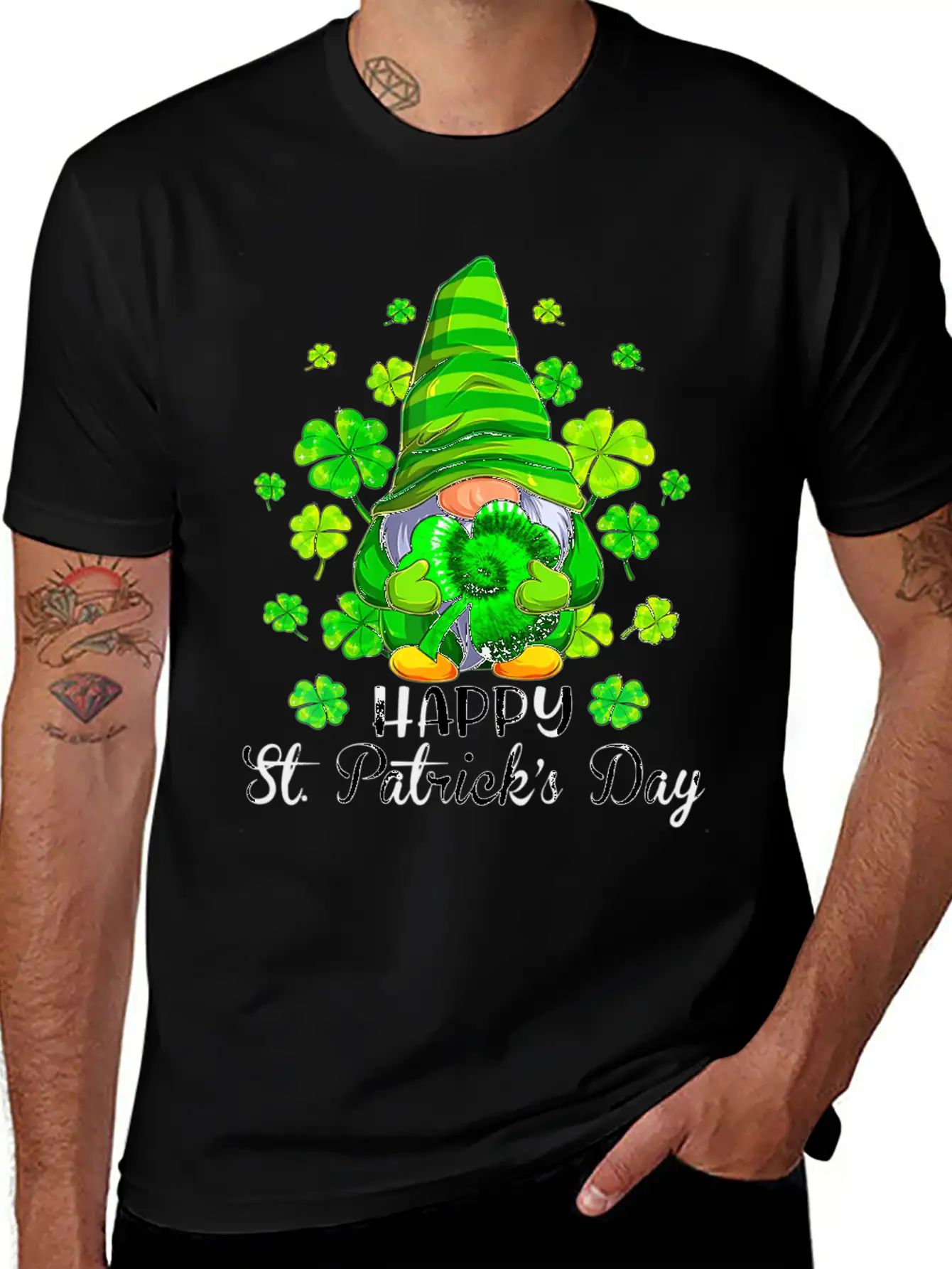 Gnome Tie Dye Shamrock St PatrickÂ S Day Gnome T Essential Cotton Tee For Daily Outfits – Unisex Style